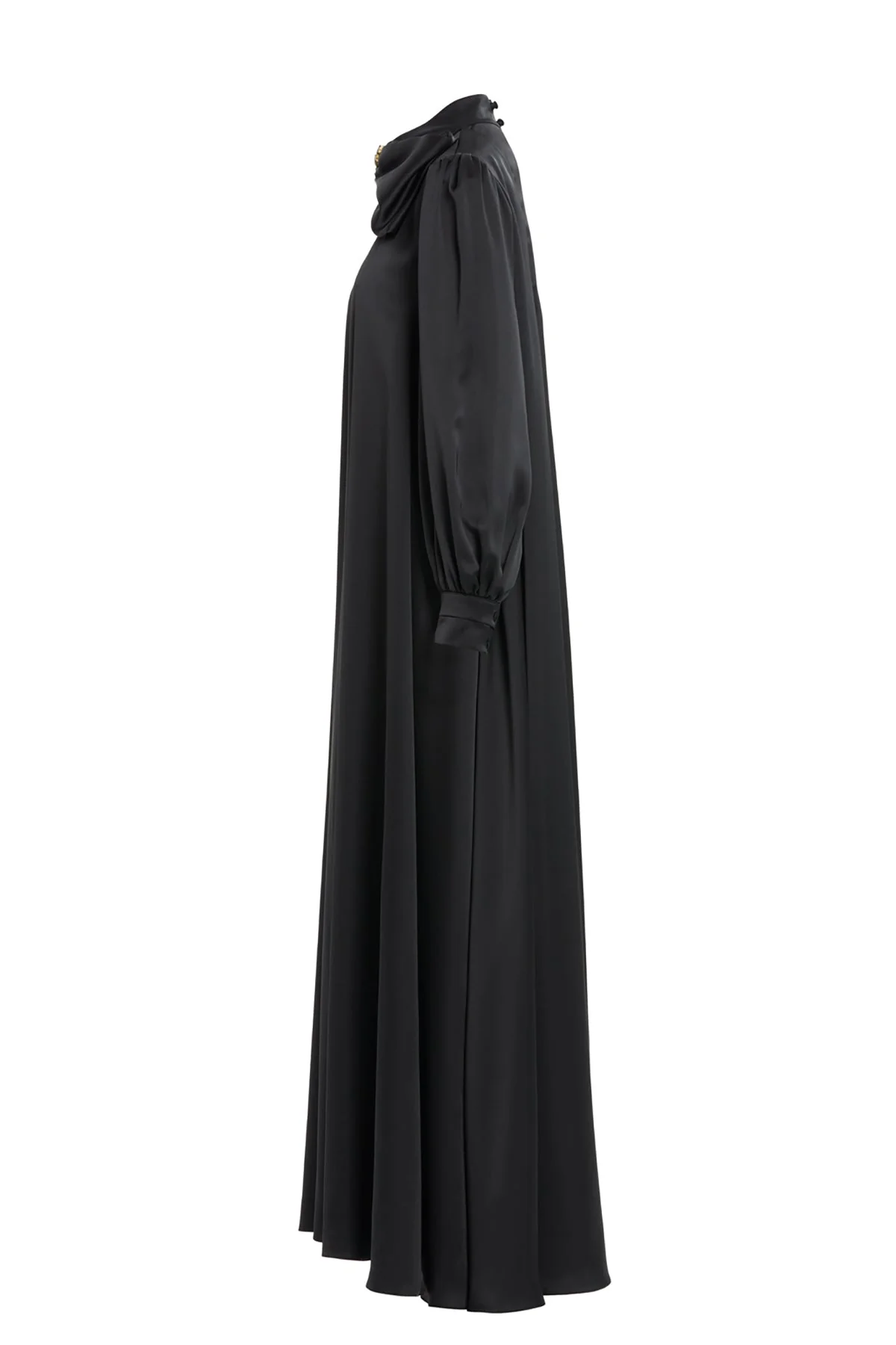 Anthracite Embroidered-Collar Bow-Detail Maxi Dress - Image 2