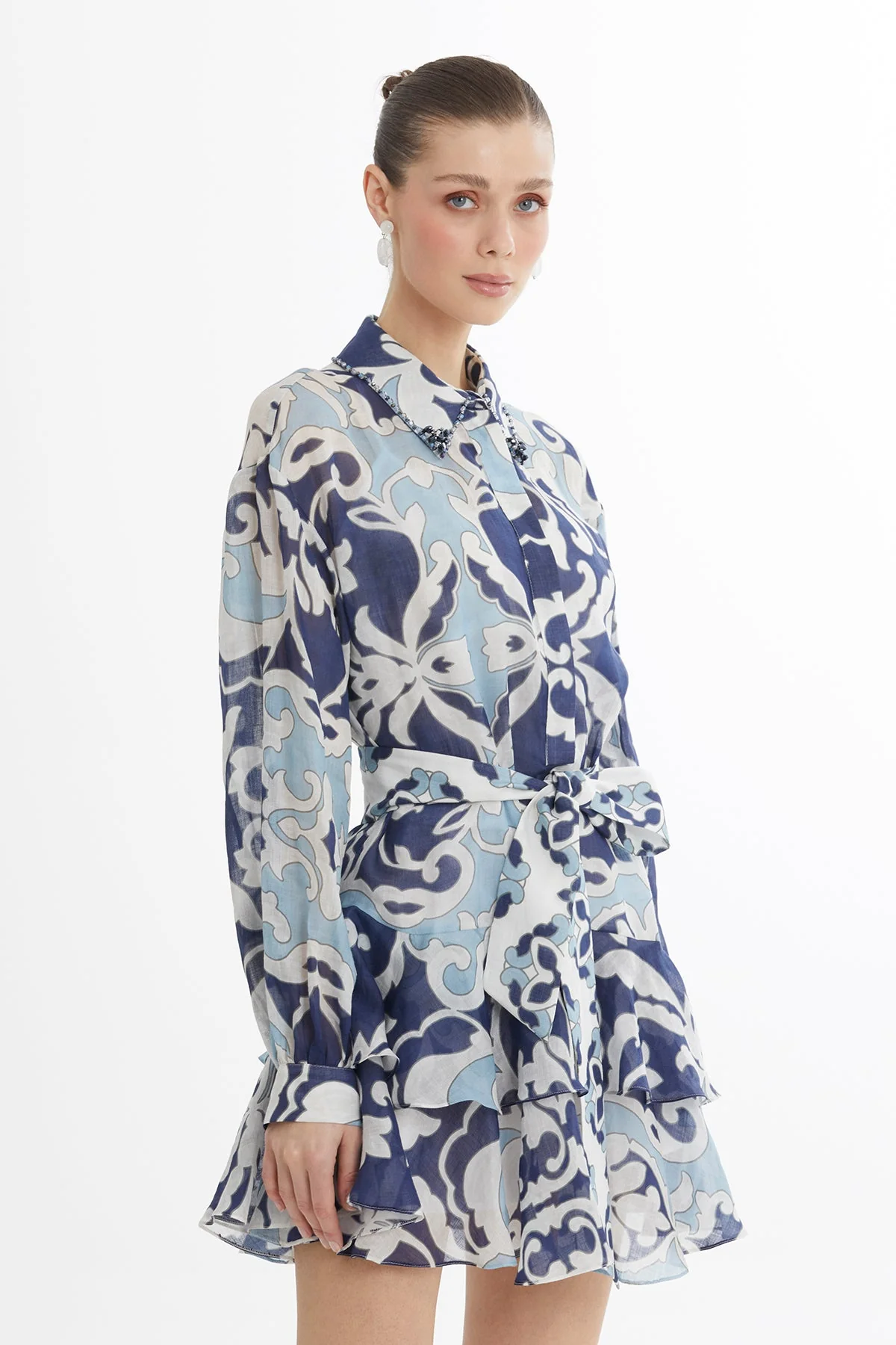 Asymmetric Ruffle Mini Dress - Image 2