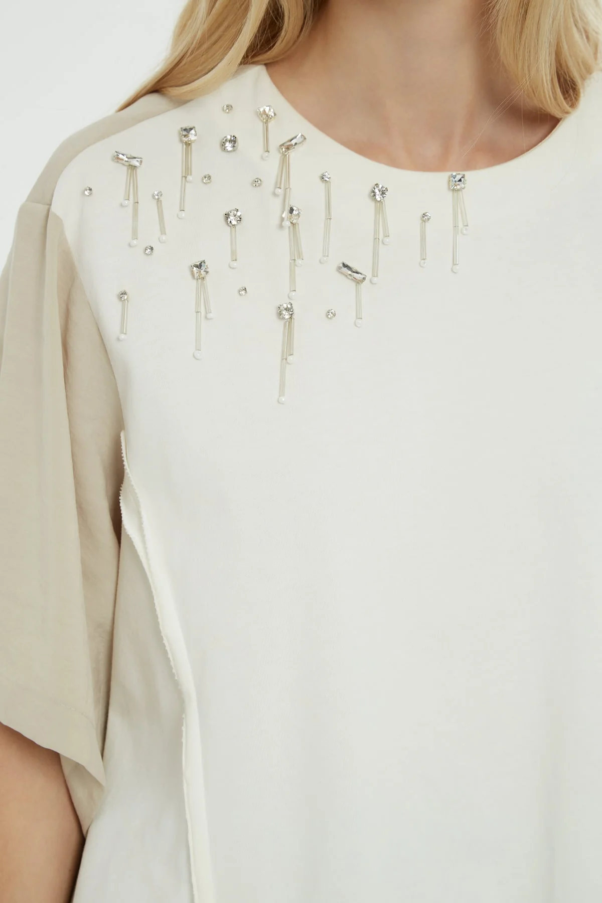 Asymmetrical Beaded Stone Blouse - Image 2