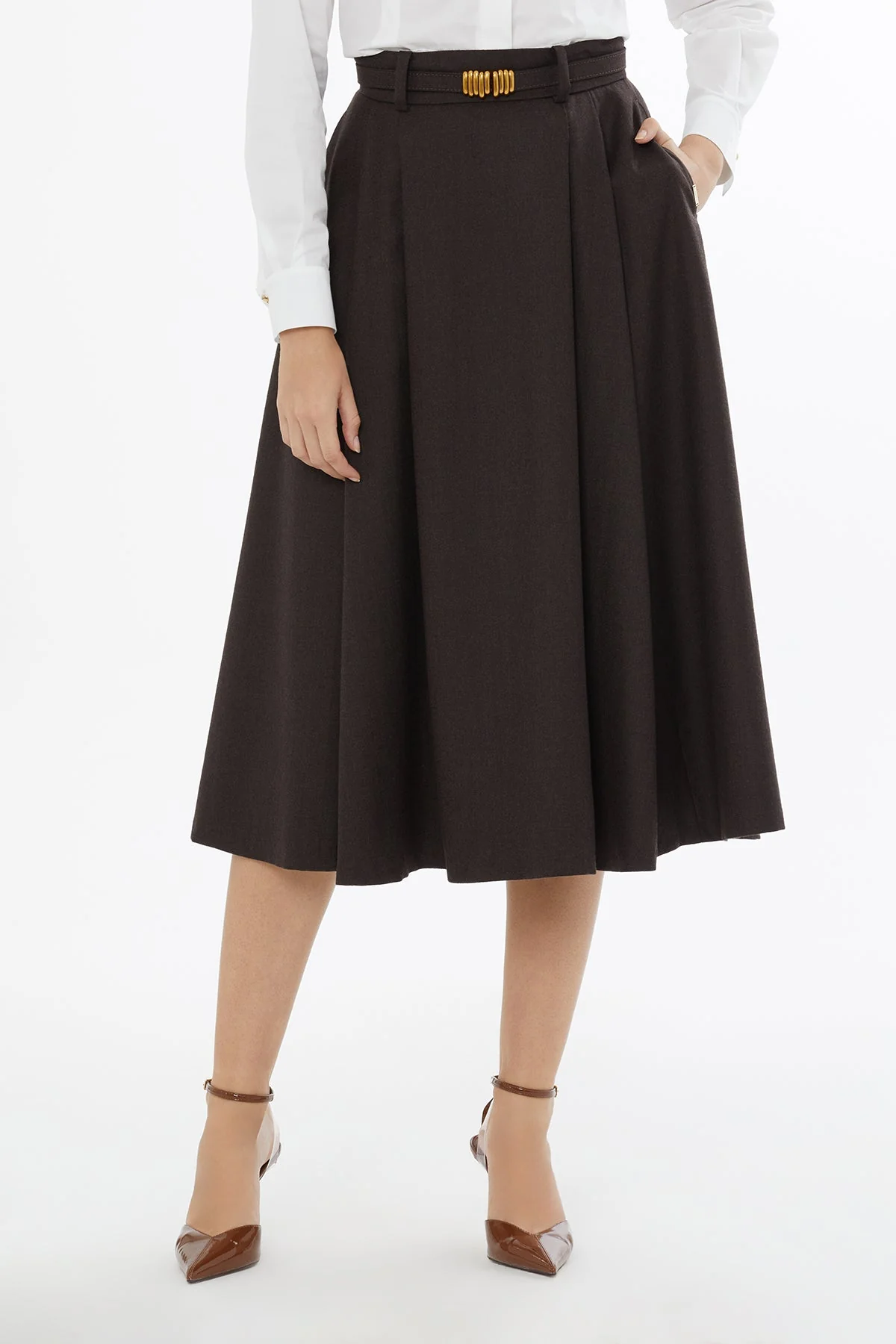Back-Zip Skirt with Strap Detail - Image 2