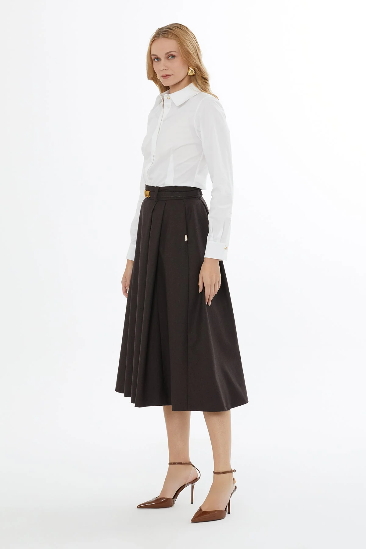 Back-Zip Skirt with Strap Detail - Image 3
