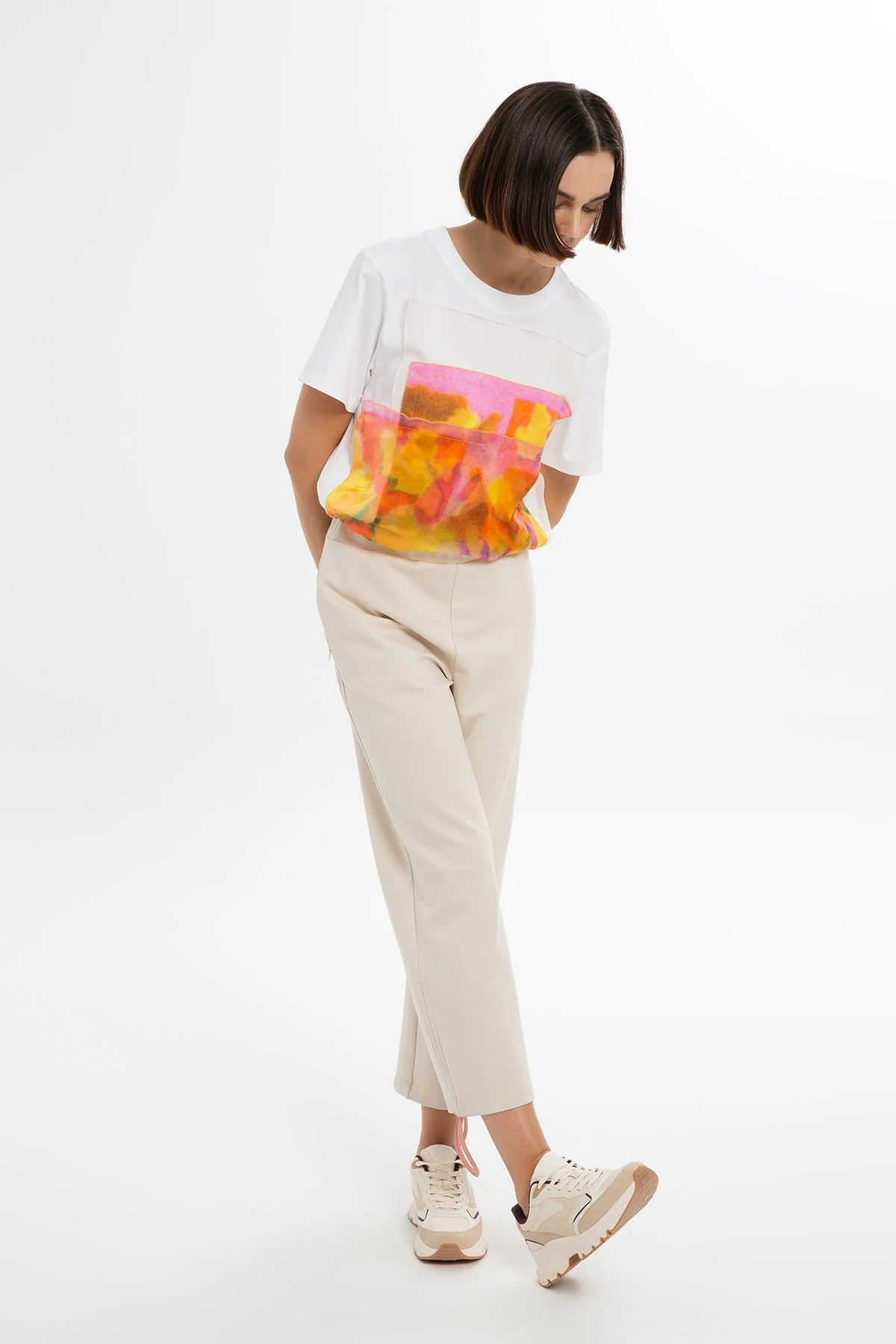 Beige Ankle-Length Sweatpants - Image 2