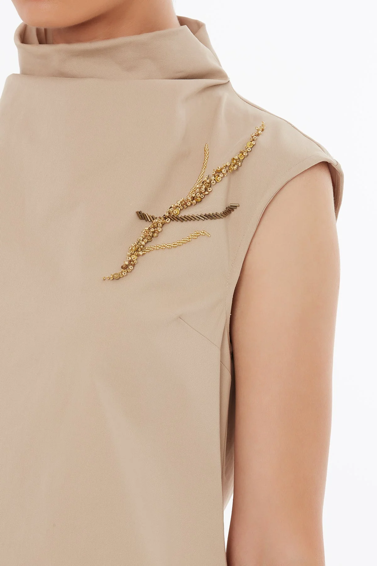 Beige Beaded Midi Dress - Image 3