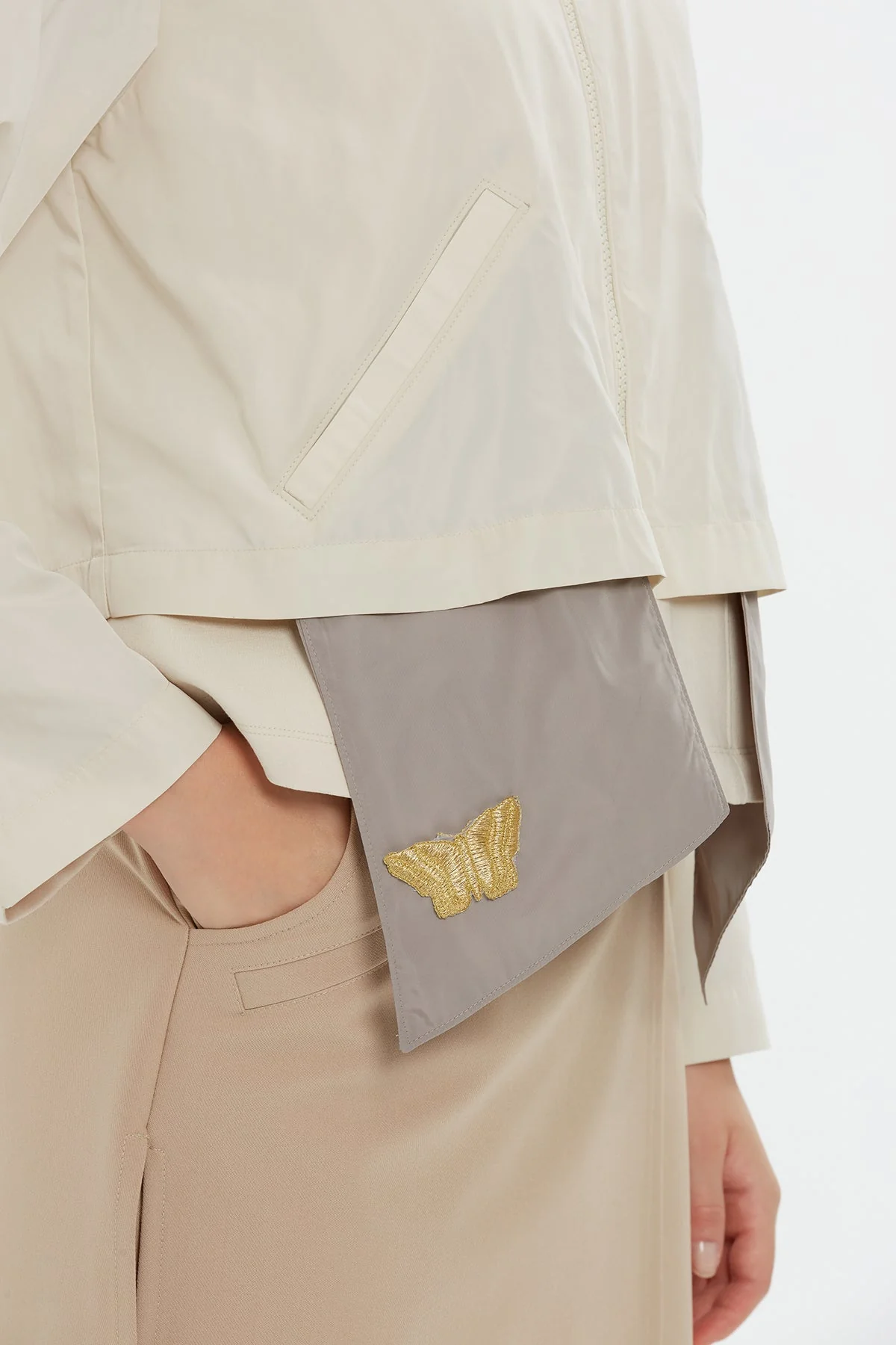 Beige Butterfly-Detail Sweatshirt - Image 3