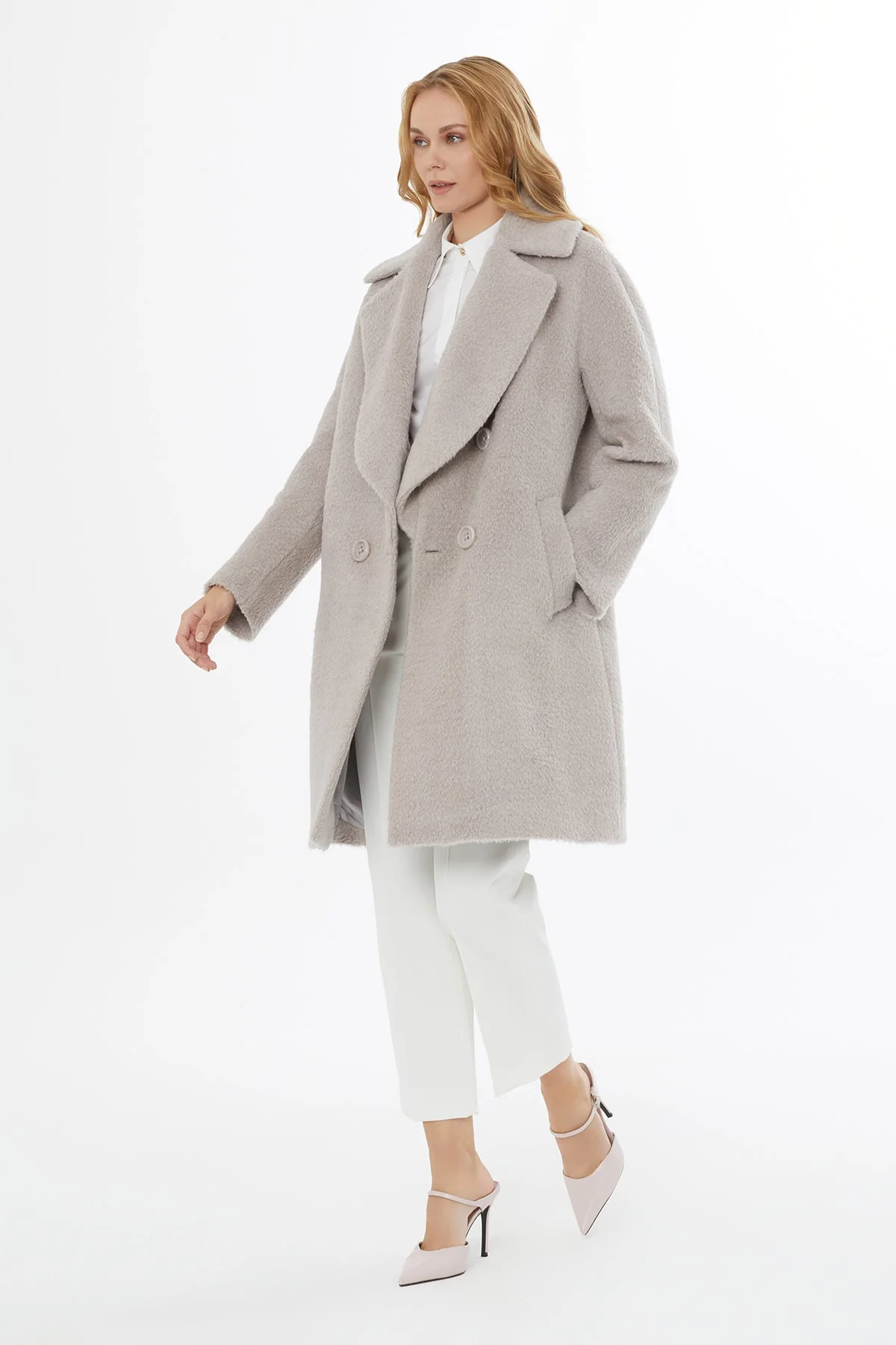 Beige Coat with Button Detail - Image 3