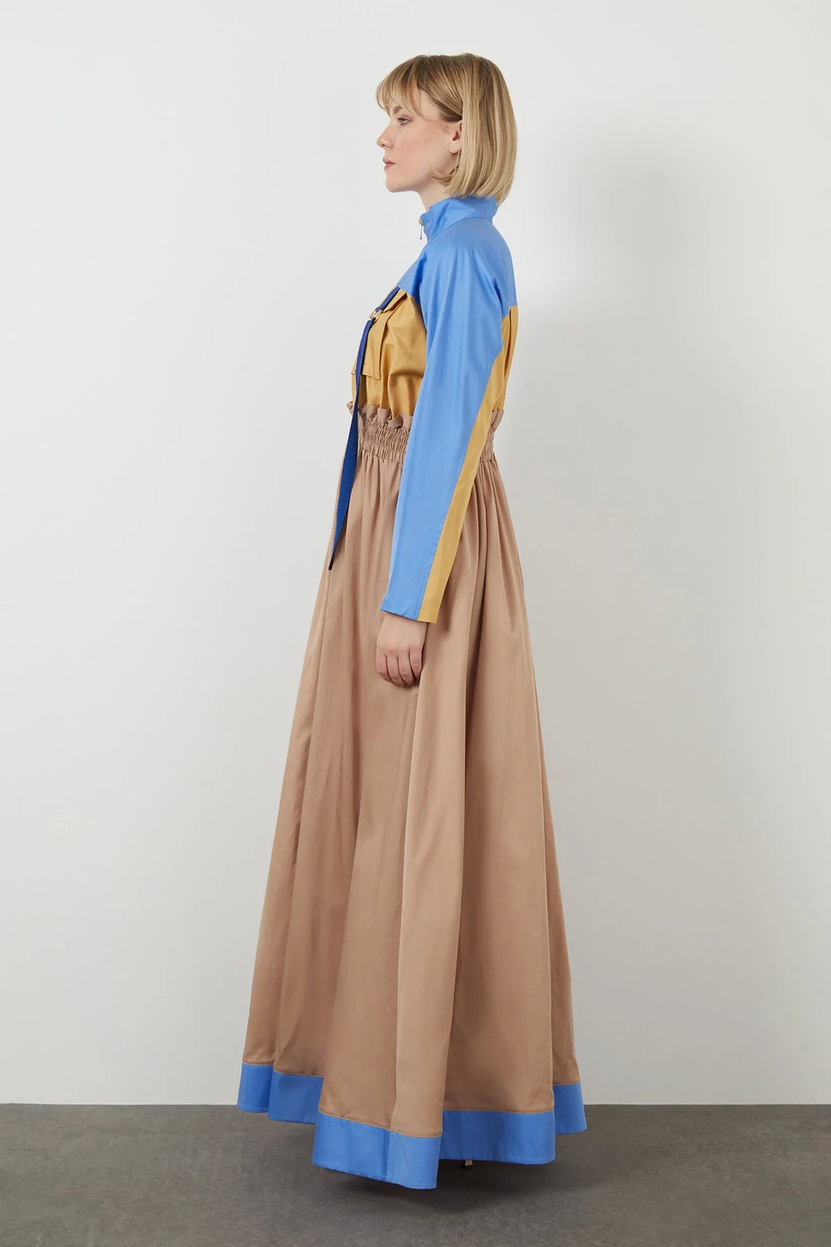 Beige Color-Block Maxi Dress - Image 2