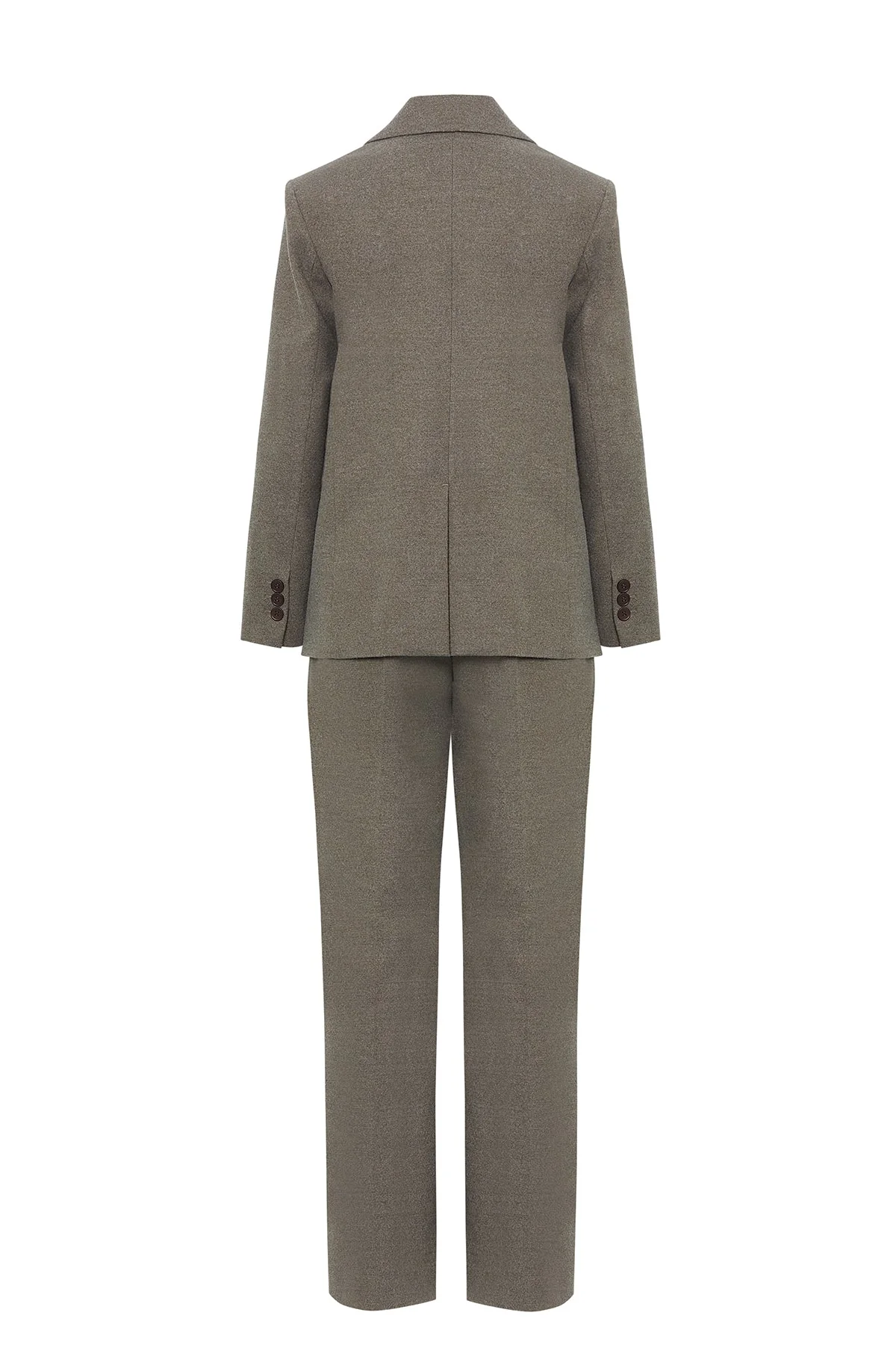 Beige Double-Breasted Jacket Suit - Image 3