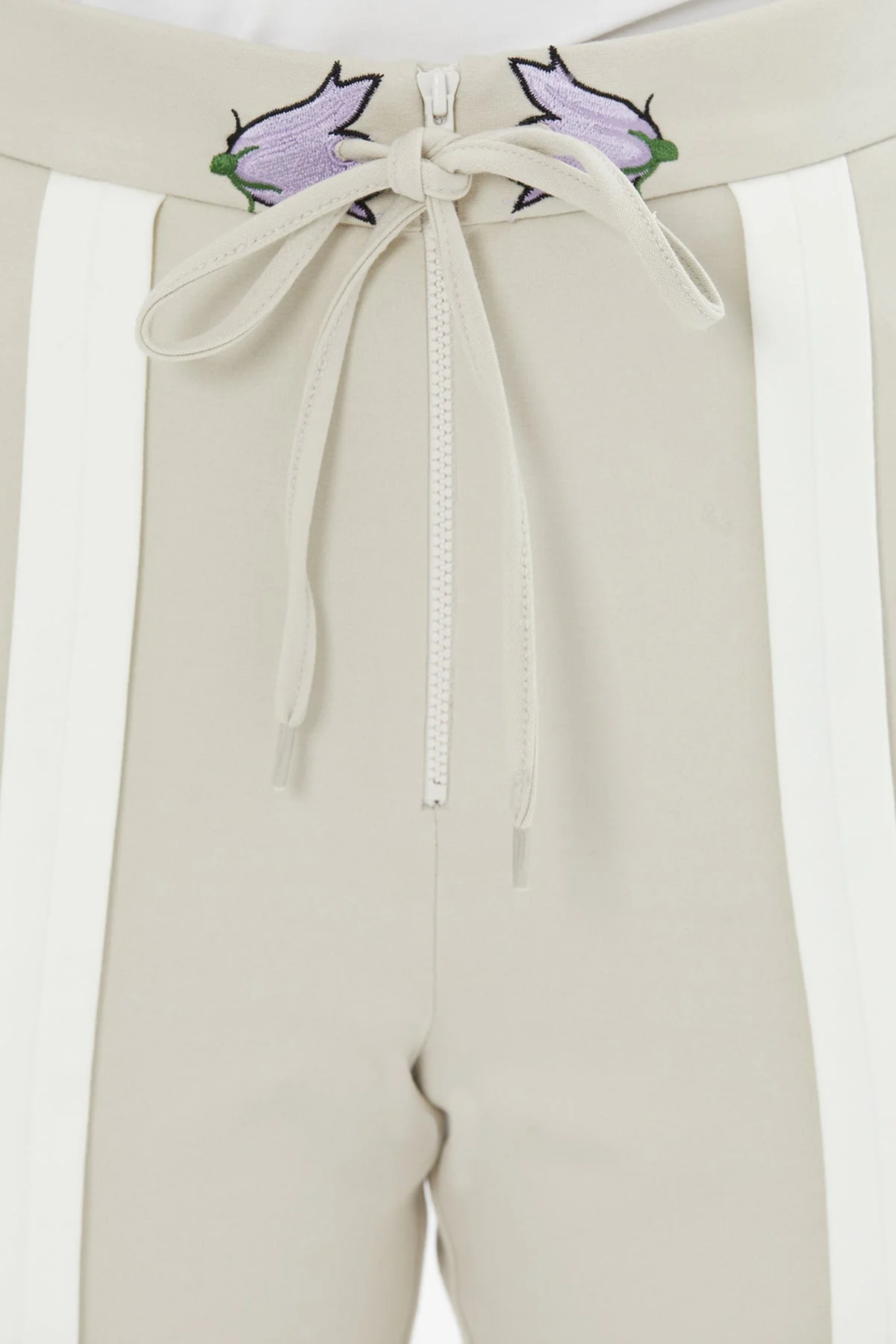 Beige Drawstring Embroidered Sweatpants - Image 2