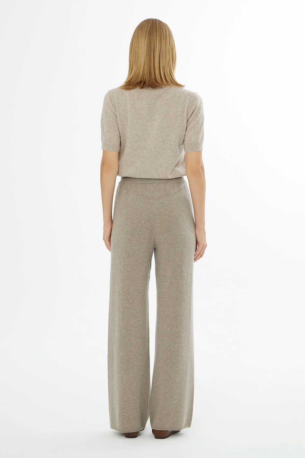 Beige Elasticated-Waist Knitted Trousers - Image 4