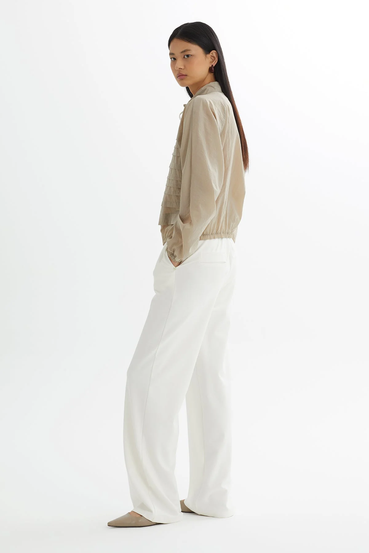 Beige Embroidered Blazer Sweat Set - Image 4