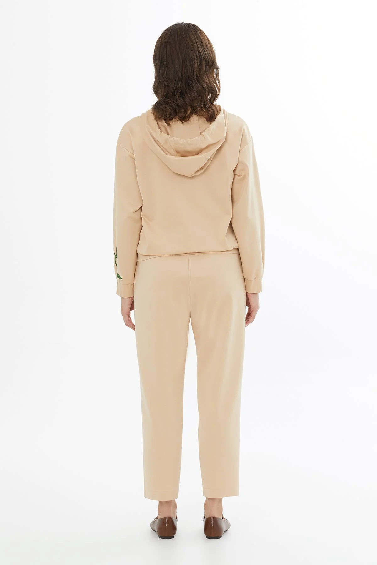 Beige Embroidered Drawstring Sweat - Image 4