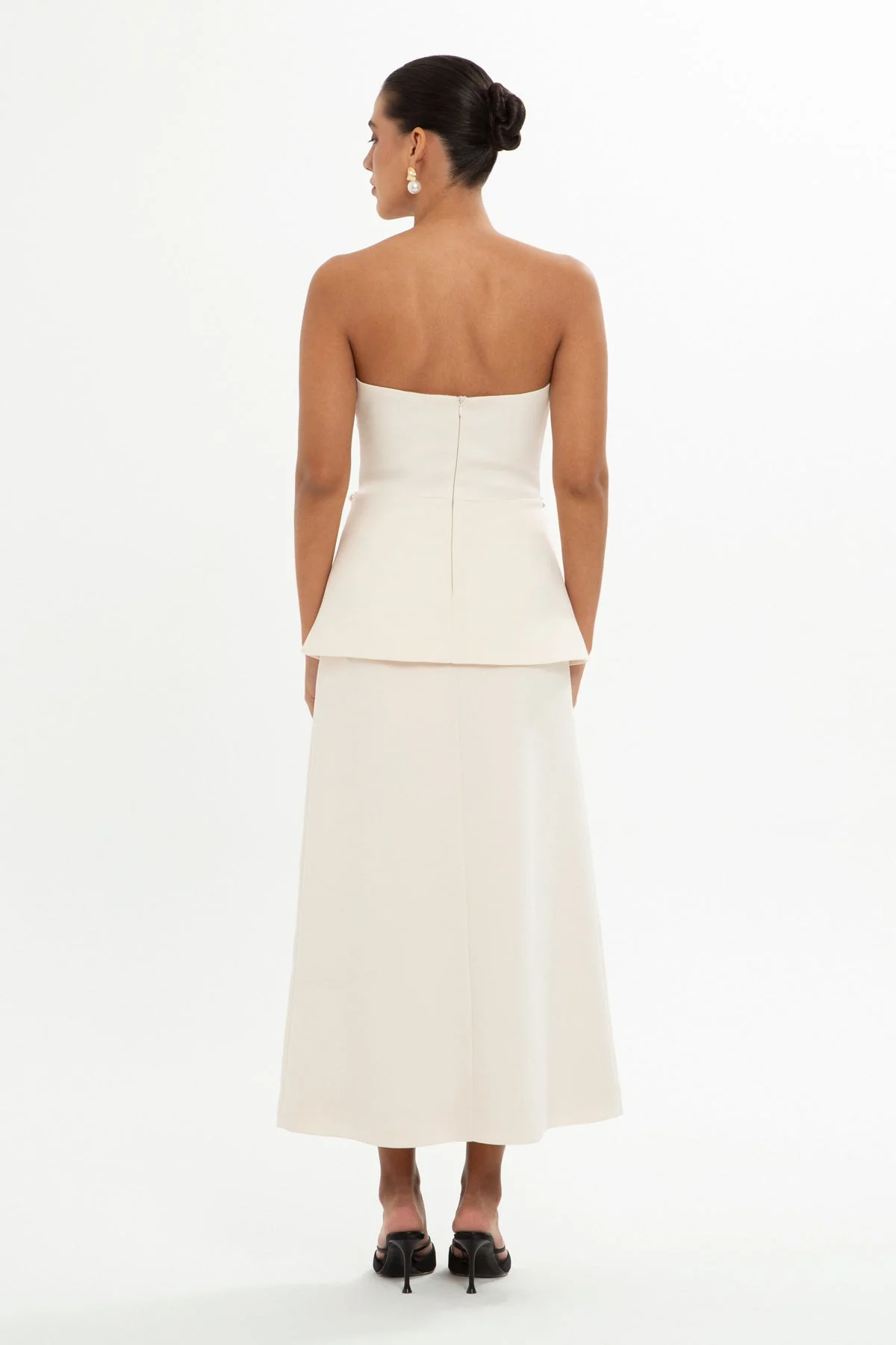 Beige Embroidered Strapless Blouse - Image 4