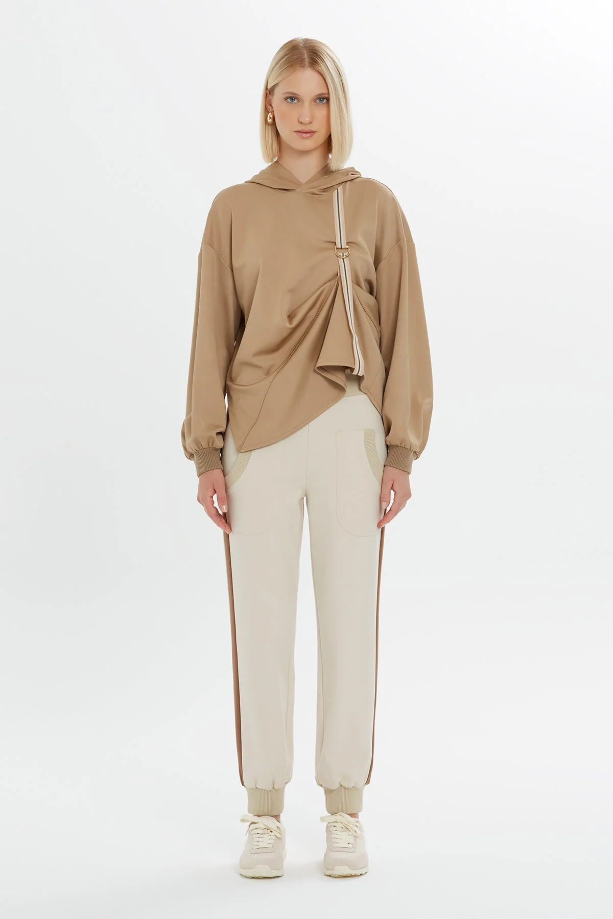 Beige Gathered Sweatshirt - Image 2