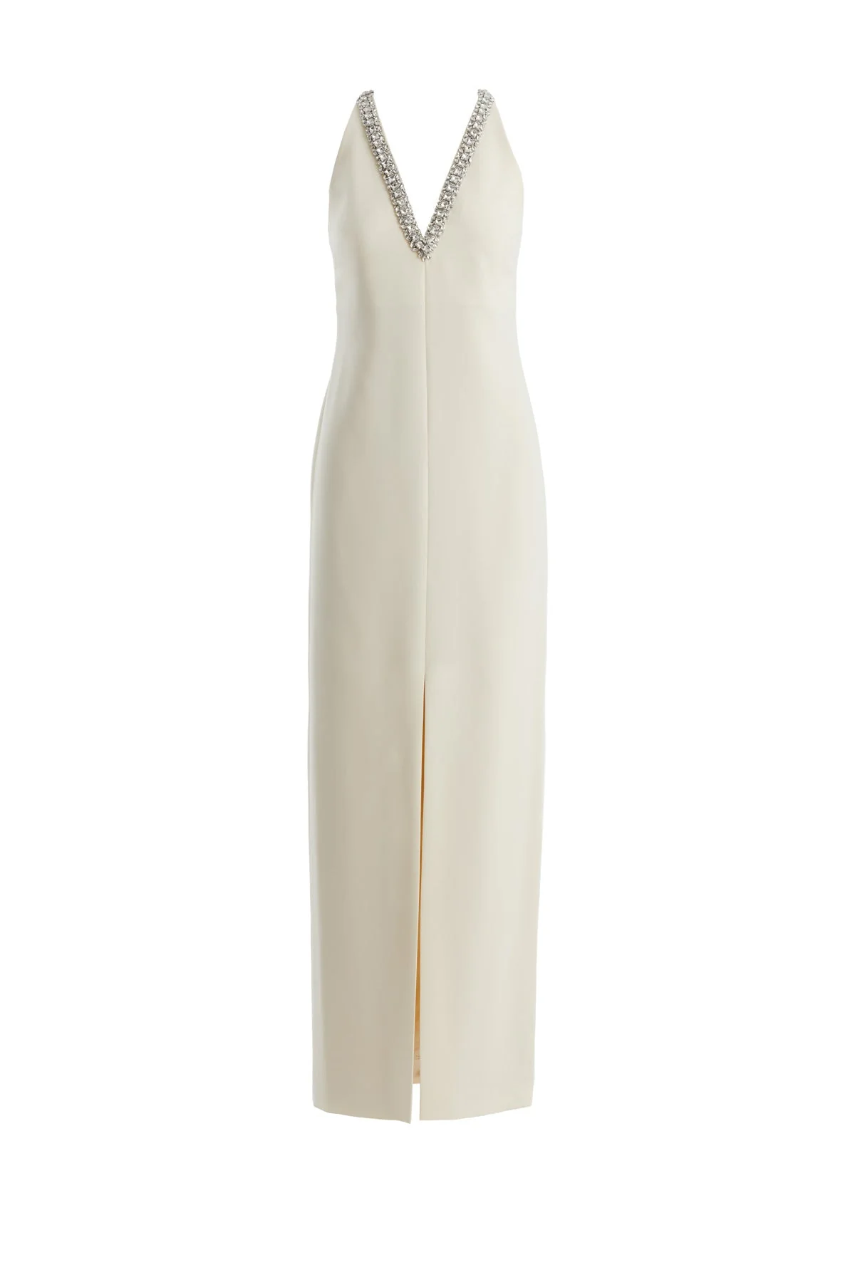 Beige Maxi Dress with Embroidered Details