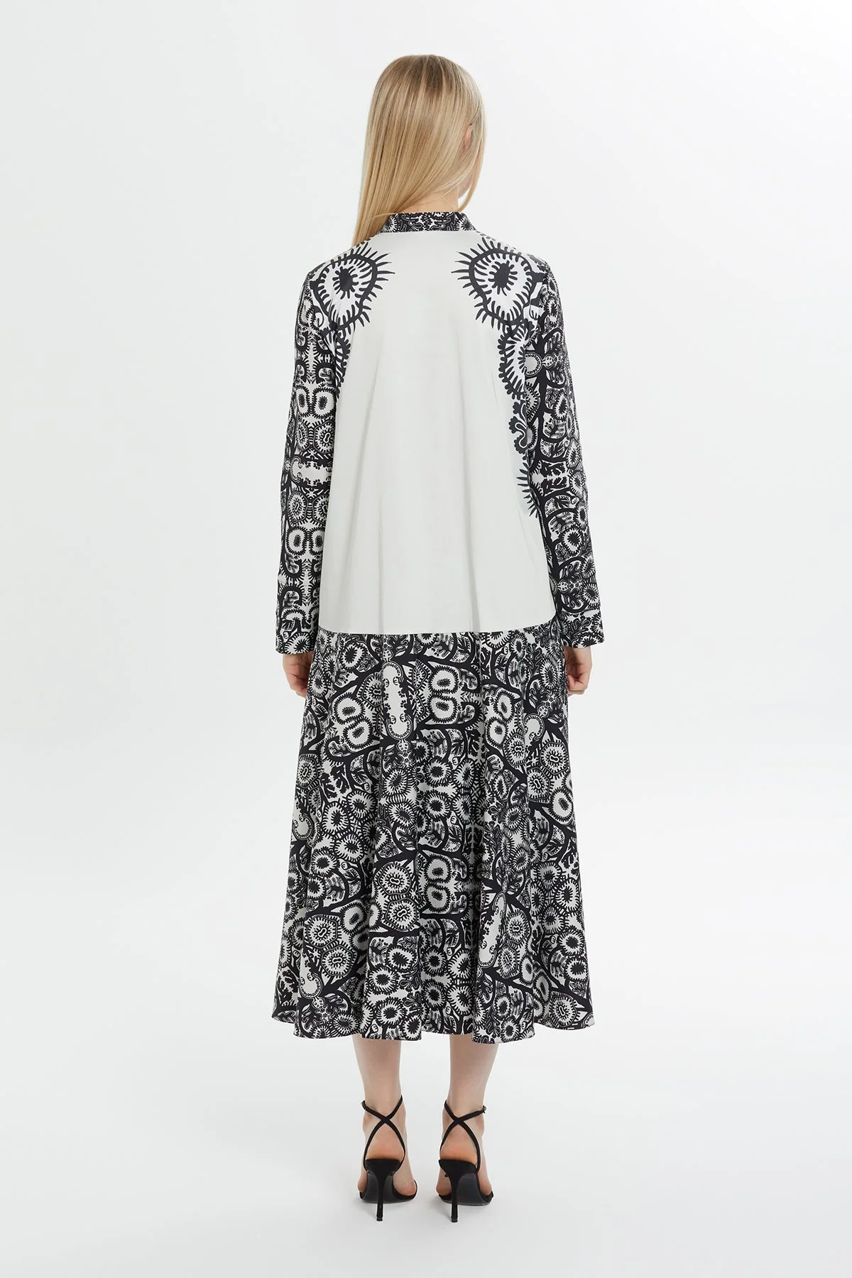 Beige Patterned Midi Dress - Image 4