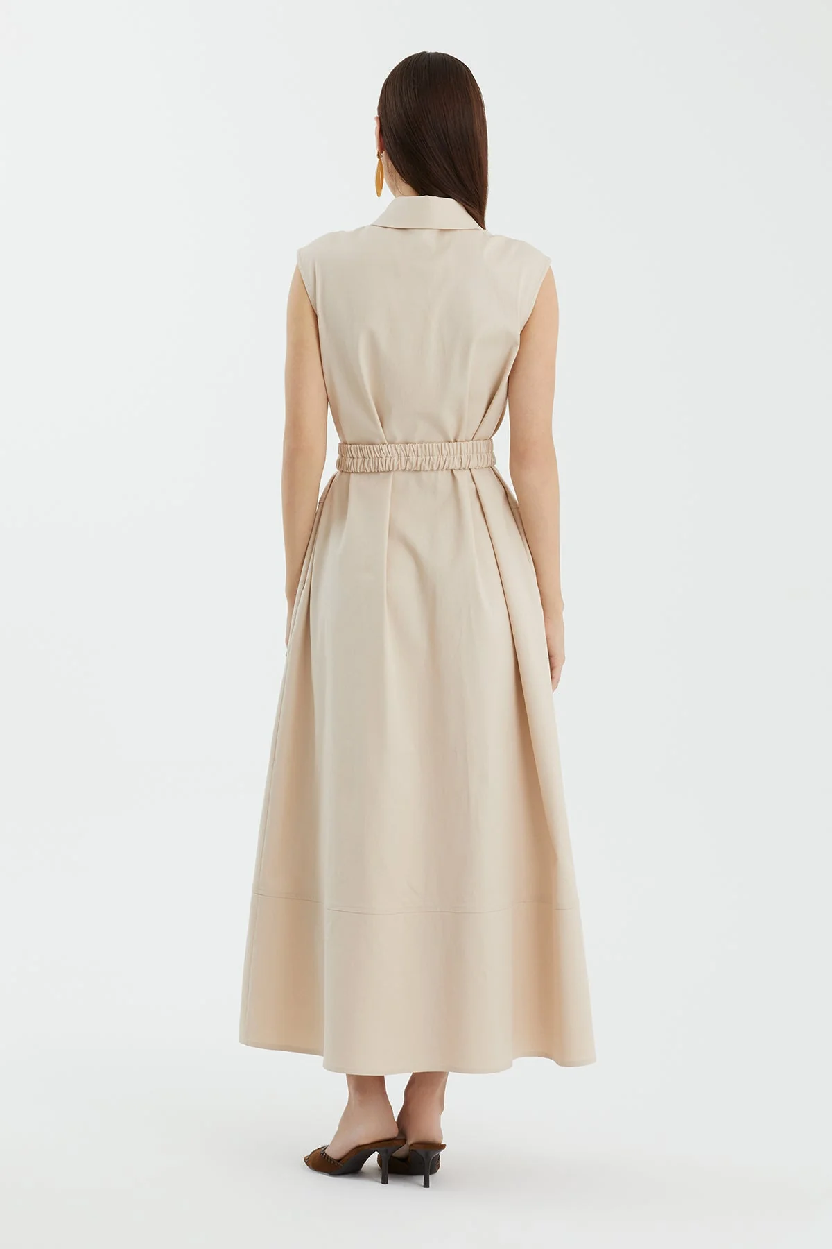 Beige Sleeveless Shirt Dress - Image 5