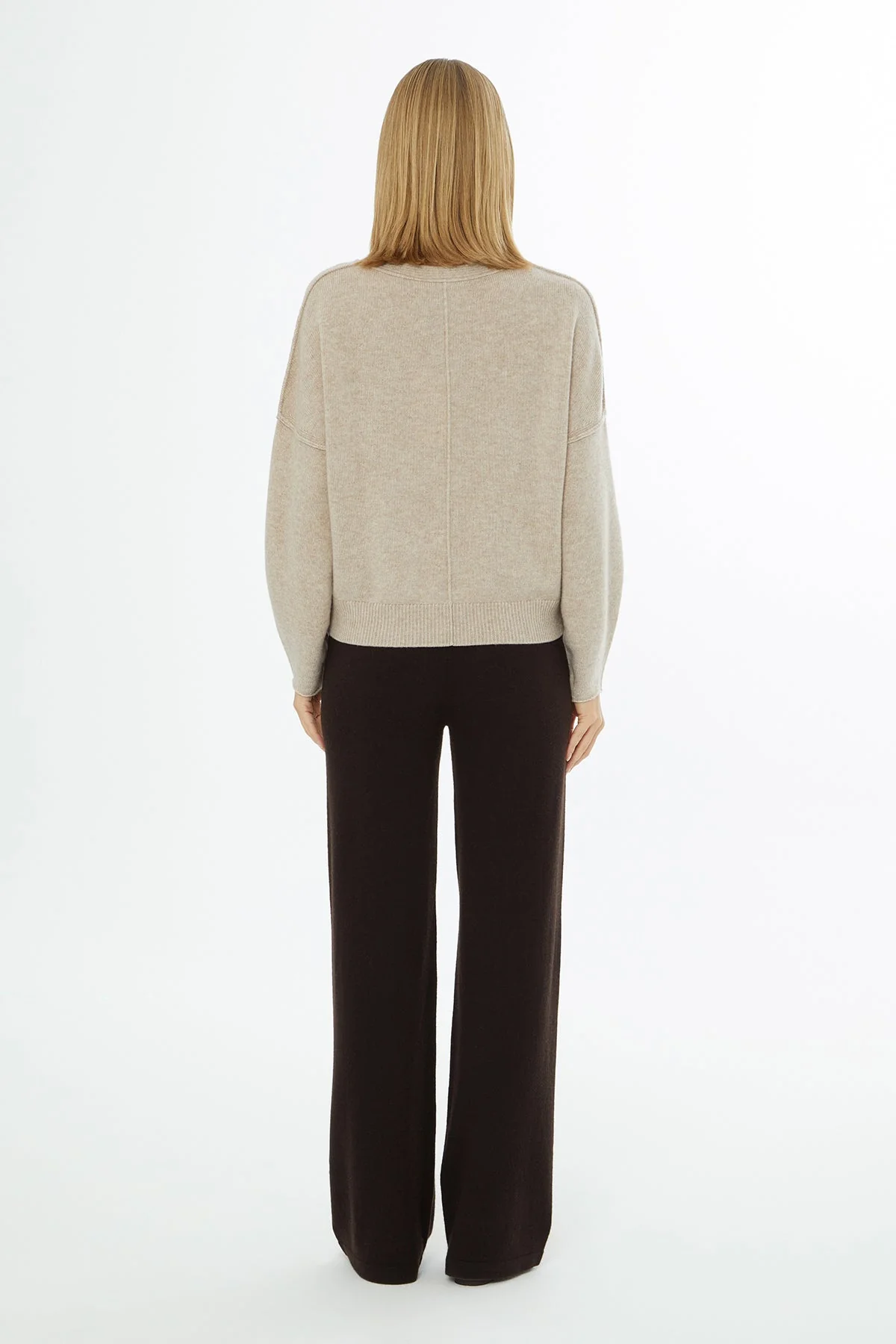 Beige V-Neck Cardigan with Button Closure - Image 5