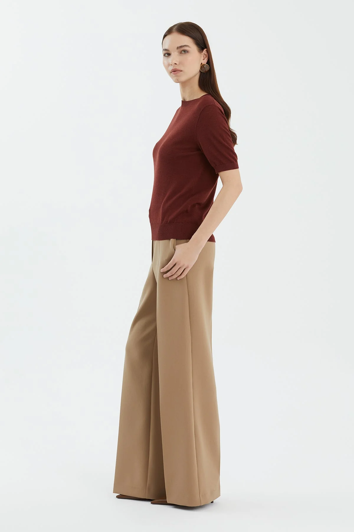 Brown Wool Silk Blend Knit - Image 2
