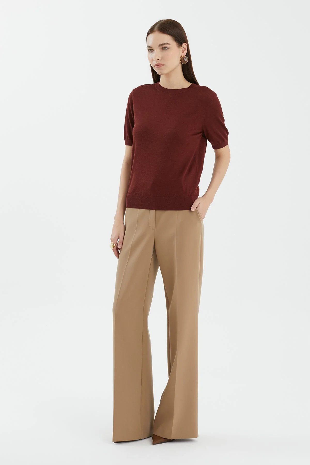 Brown Wool Silk Blend Knit - Image 3