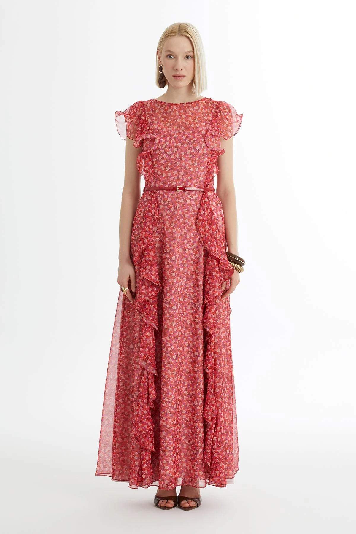 Belted Patterned Dress