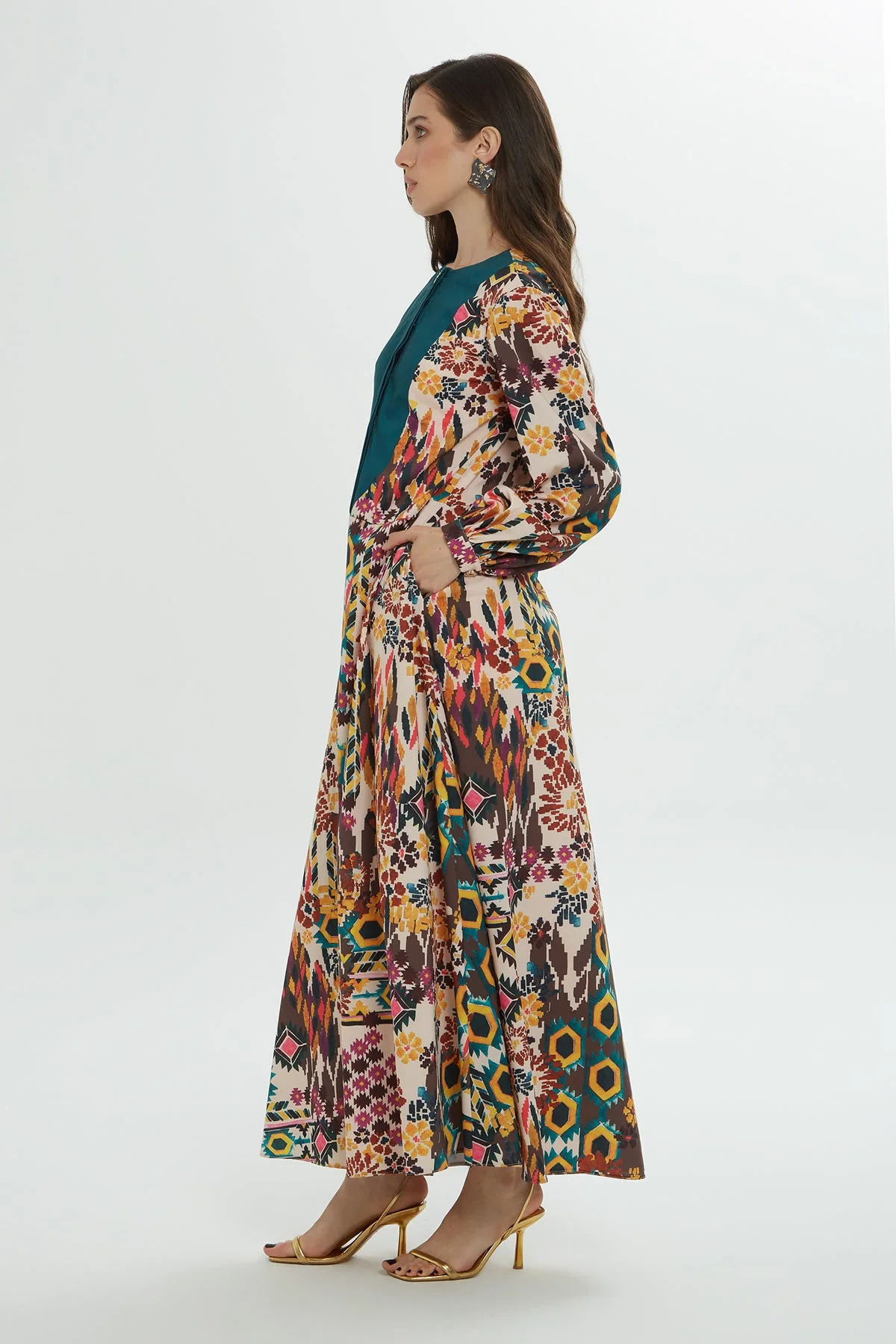 Printed Maxi Dress with Belt Detail - Image 3