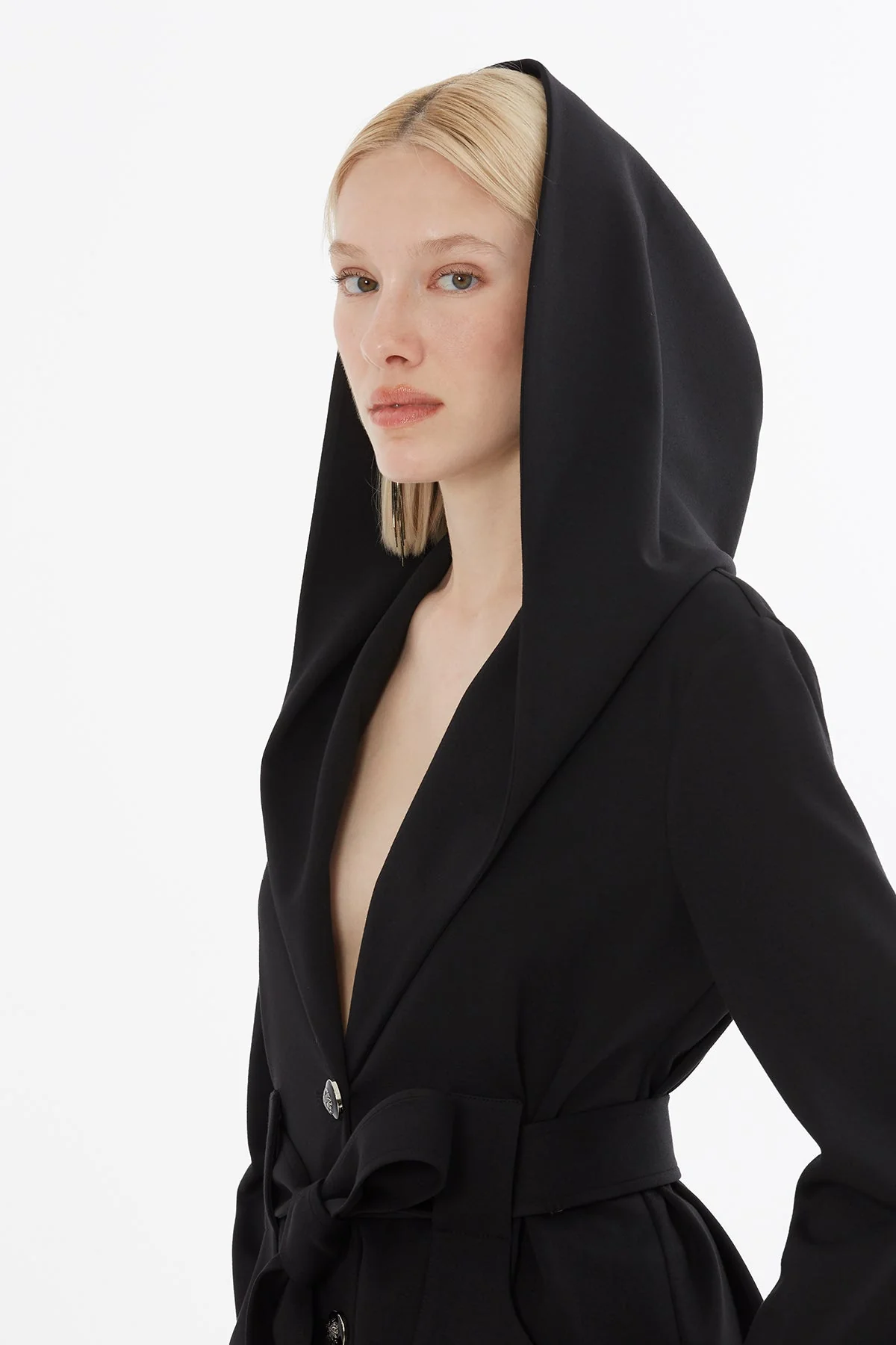 Black Belted Jacket and Trousers Suit - Image 2