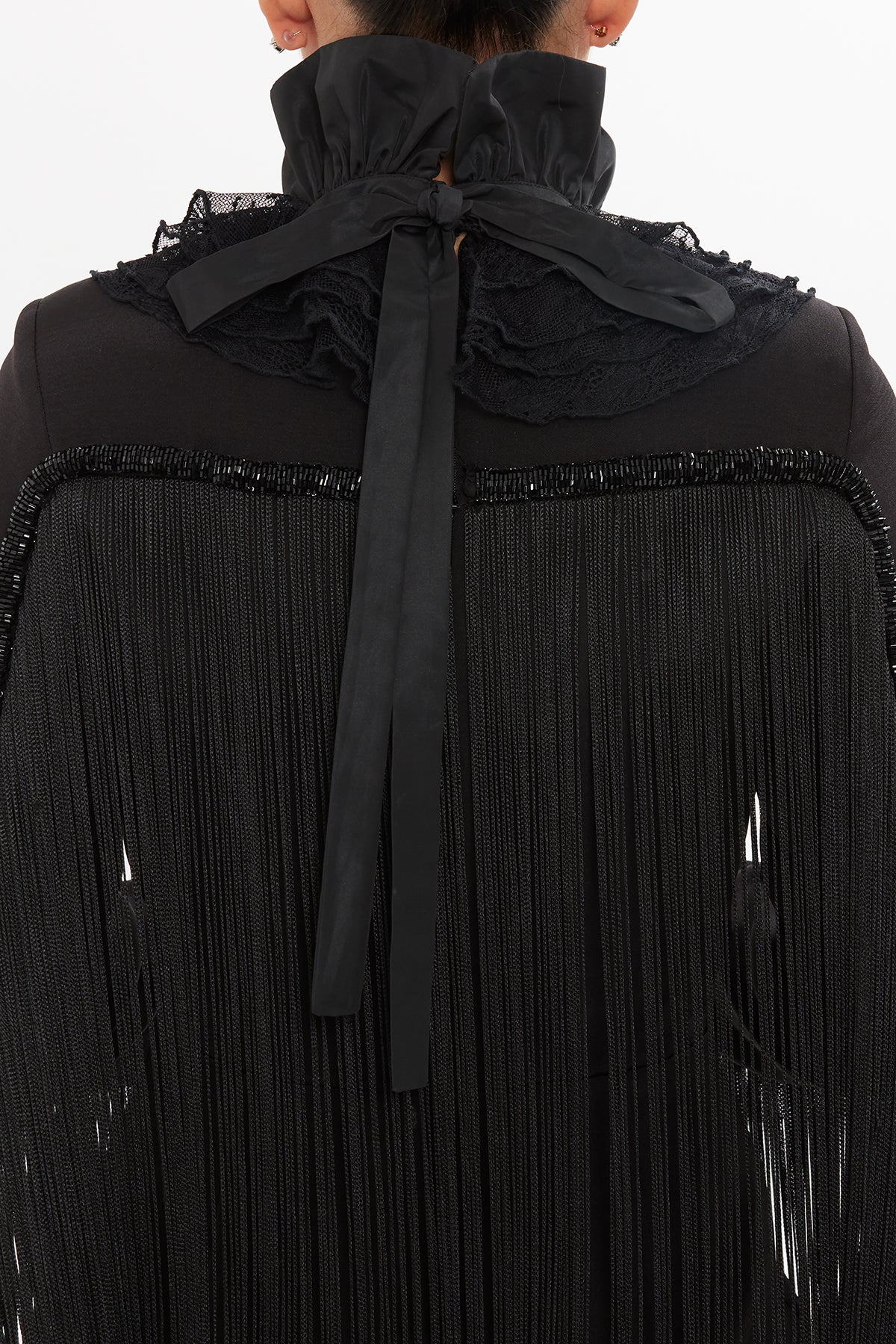 Black Brooch Detail Collar Top - Image 4