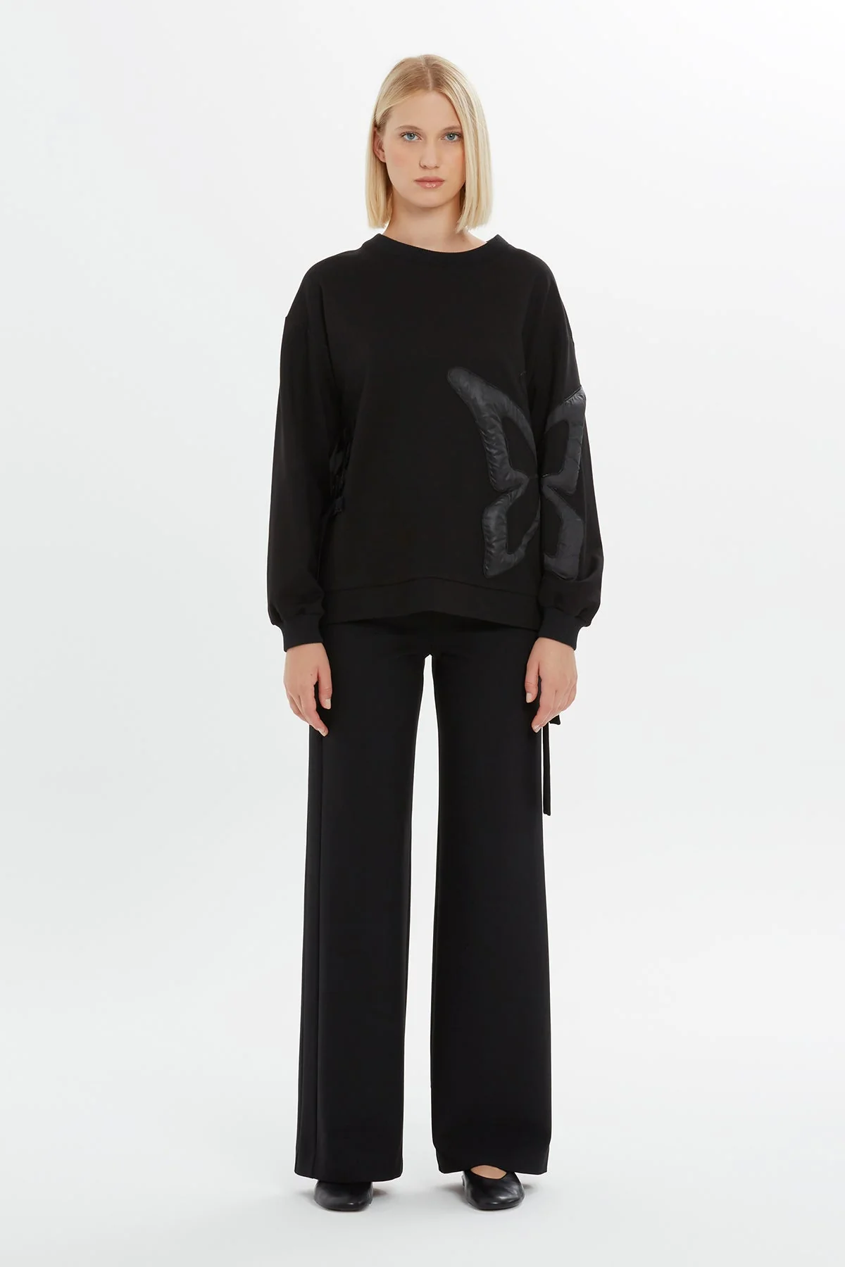 Black Butterfly-Print Sweatshirt - Image 2