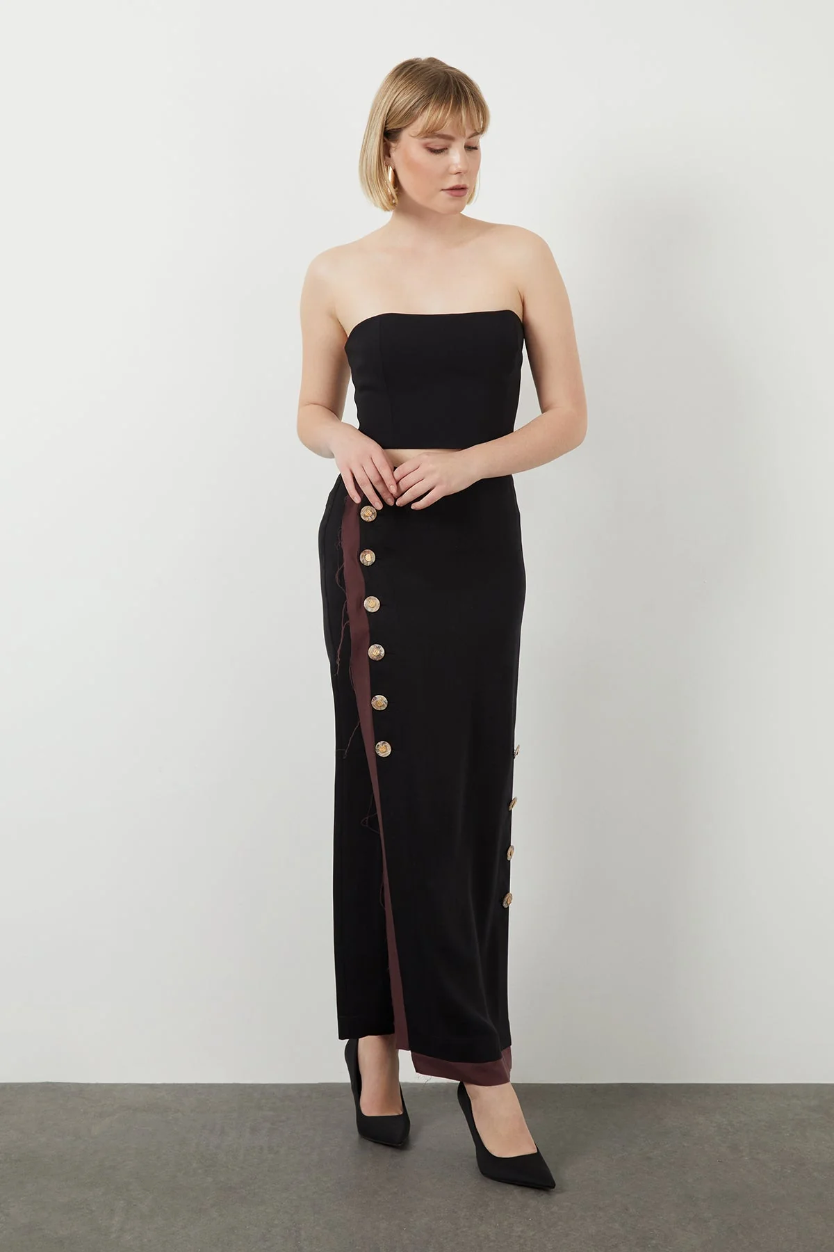 Black Button-Front Maxi Skirt - Image 2