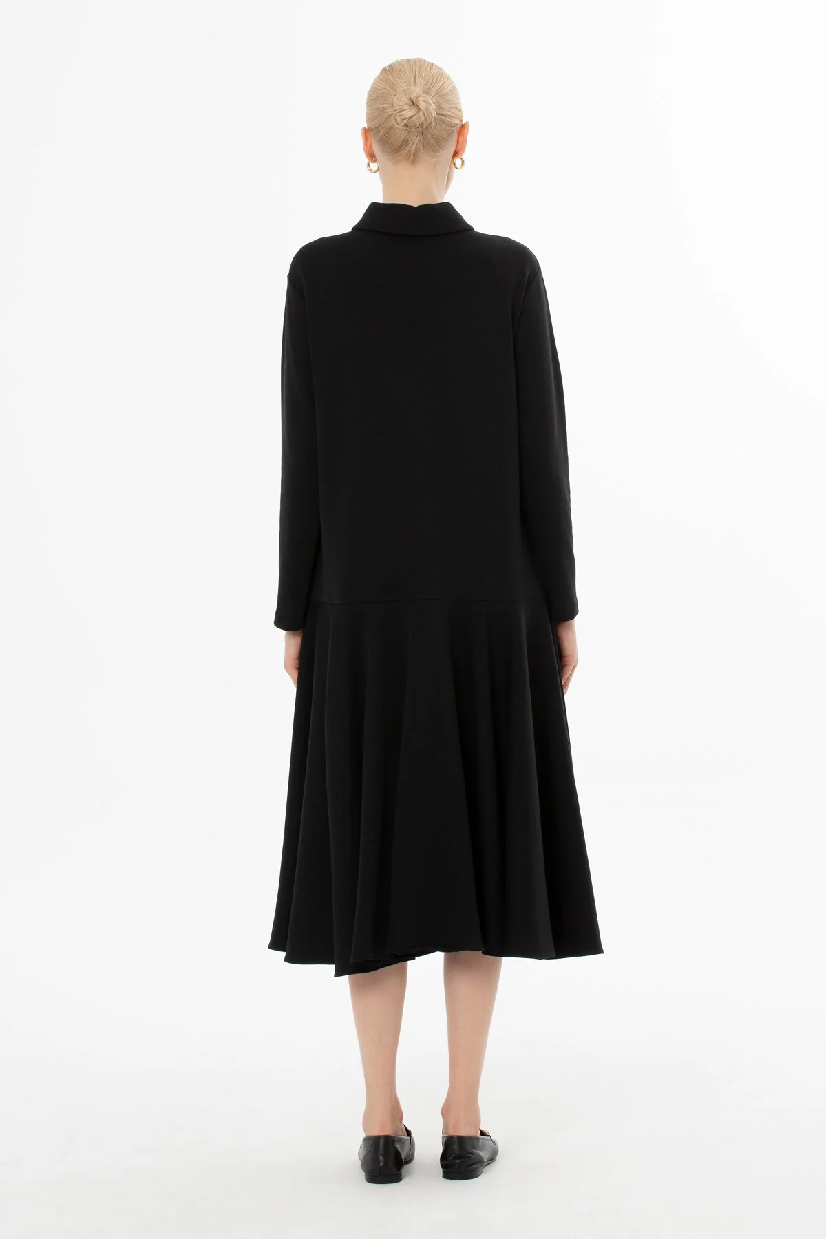 Black Button-Front Midi Dress - Image 4
