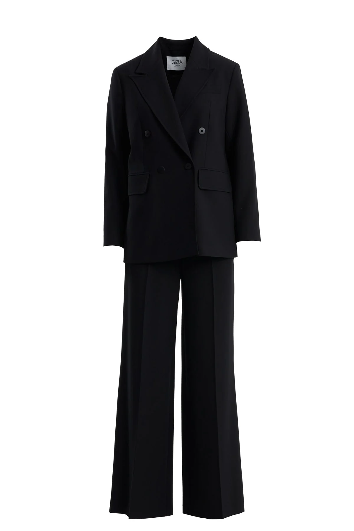 Black Double-Breasted Blazer and Pants Suit