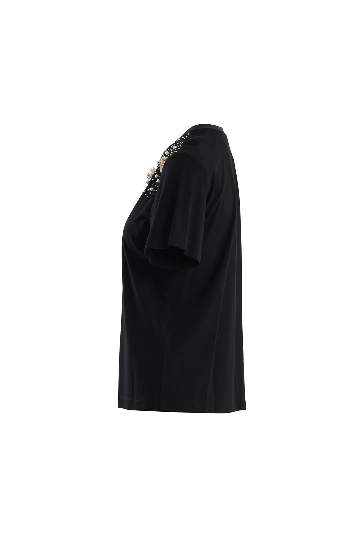 Black Embroidered Detail T-Shirt - Image 2