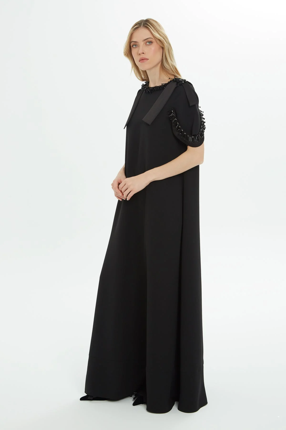 Black Embroidered Maxi Dress - Image 3