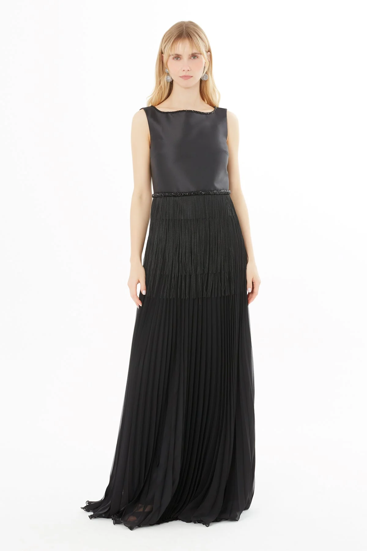 Black Embroidered-Waist Maxi Dress - Image 4