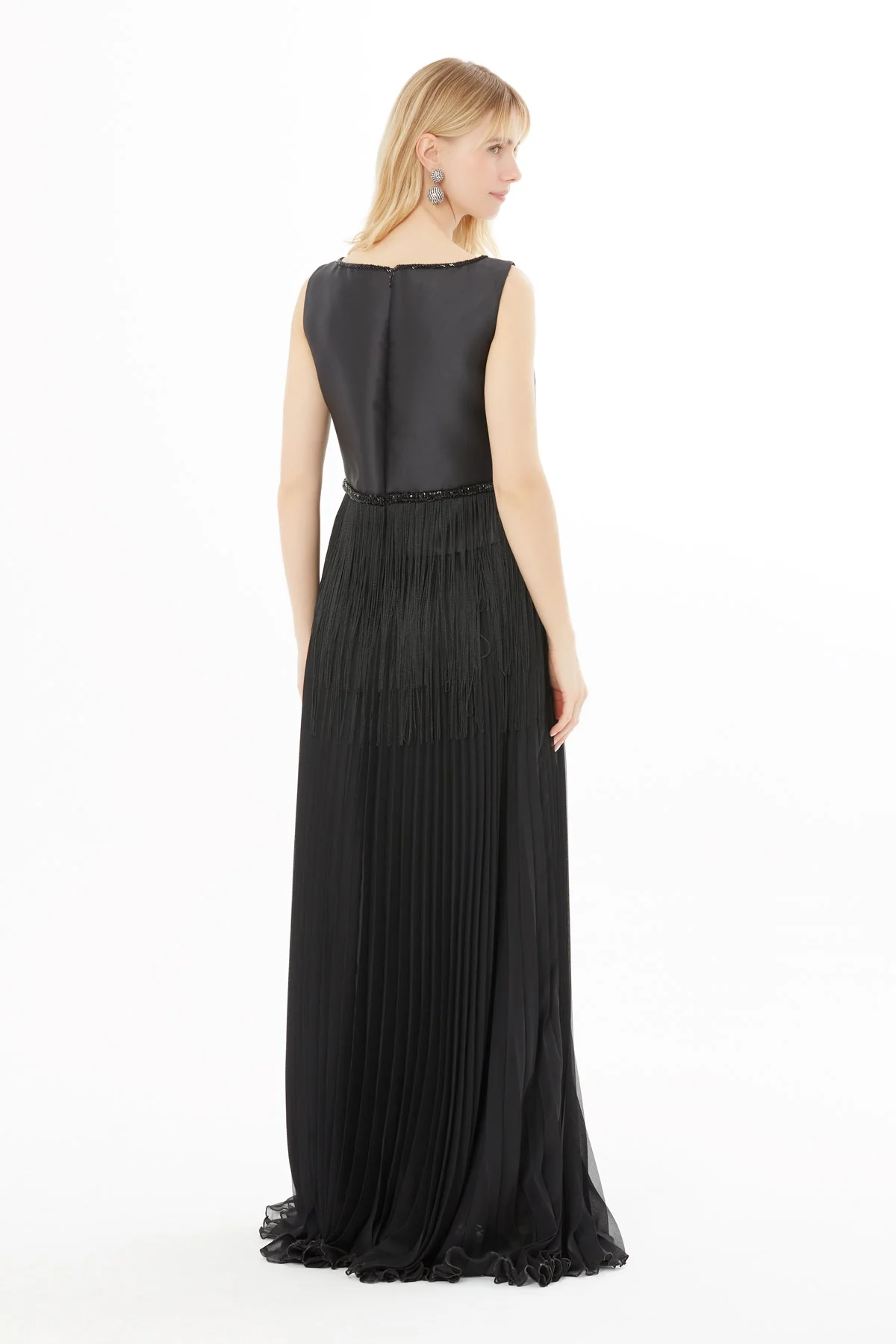Black Embroidered-Waist Maxi Dress - Image 5