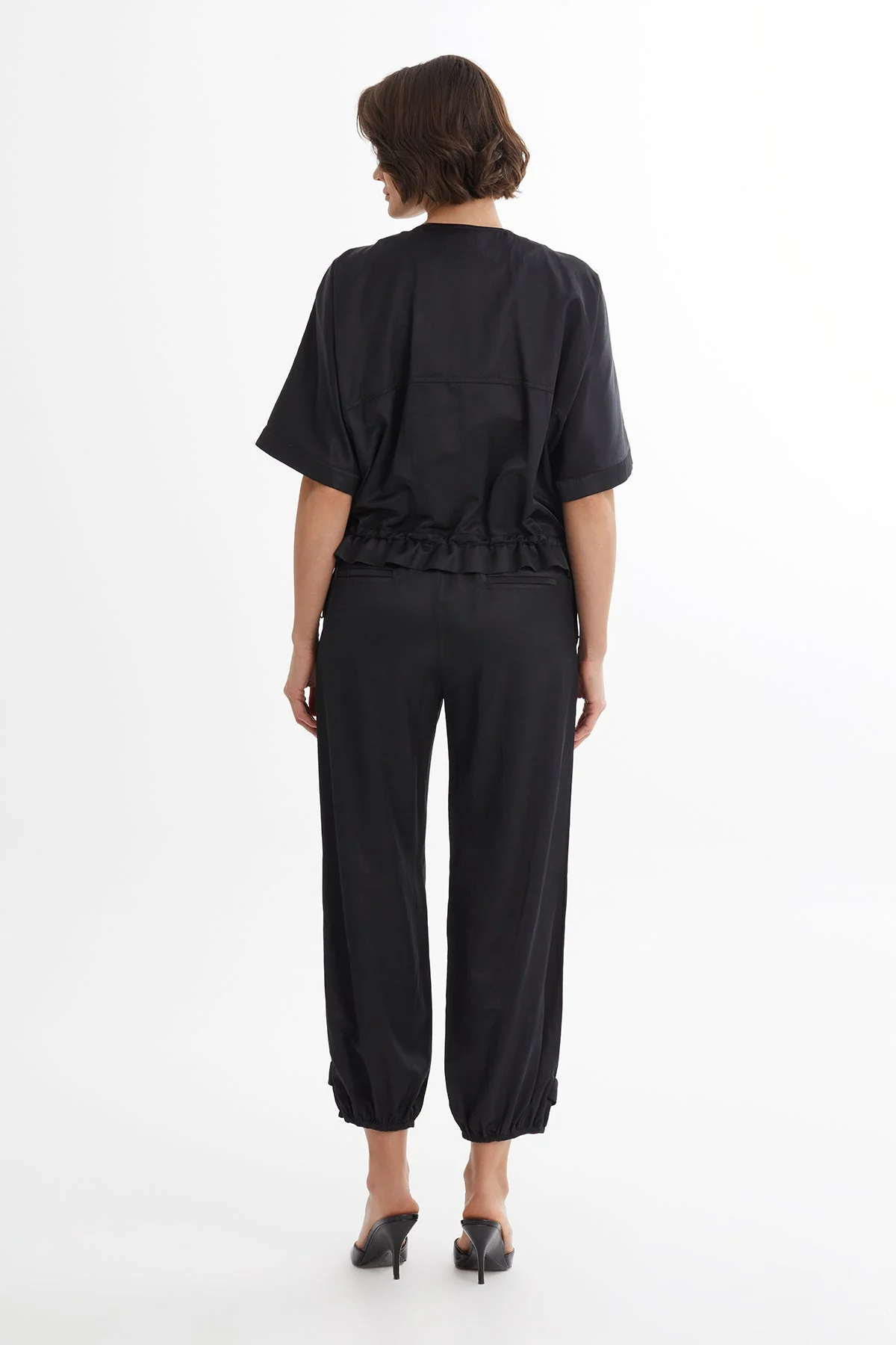 Black Gathered Waist Jacket Track Set - Image 4