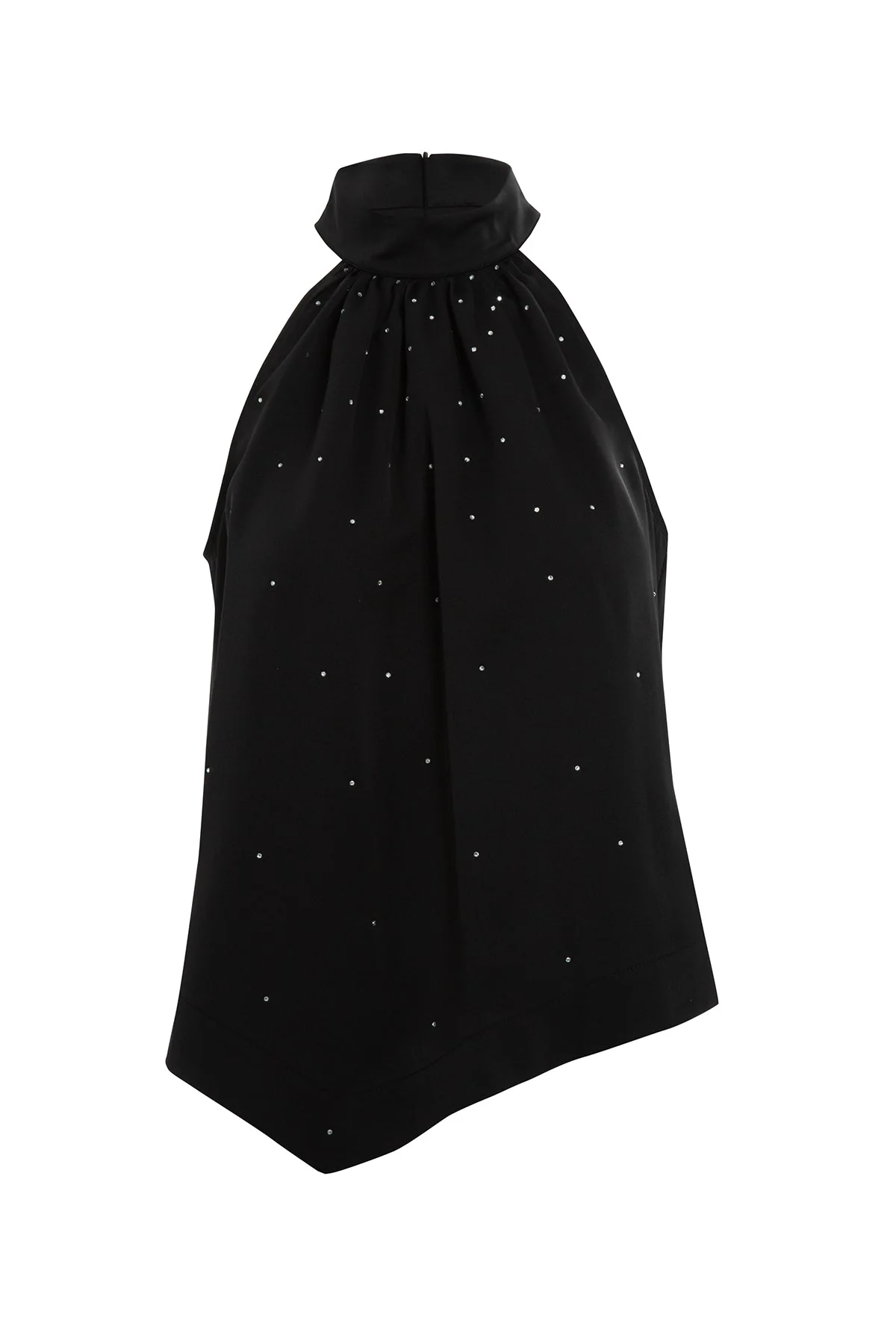 Black Halter Neck Stone Detail Blouse