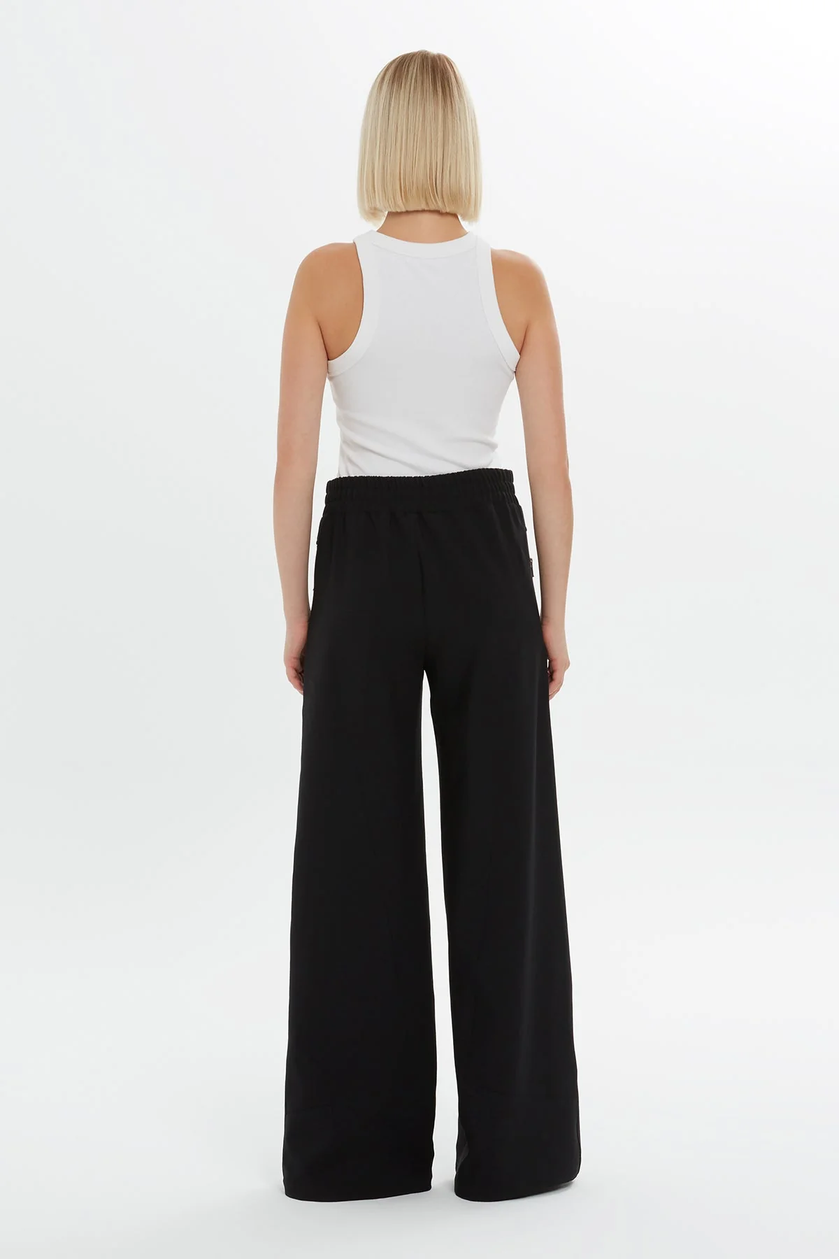 Black High-Waist Straight-Leg Sweatpants - Image 4