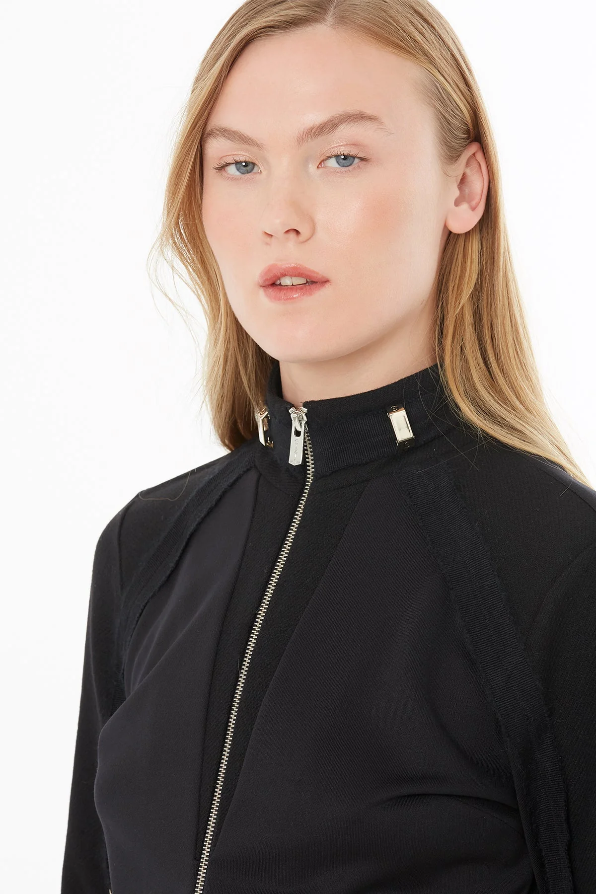 Black Jacket with Accessory Details - Image 2