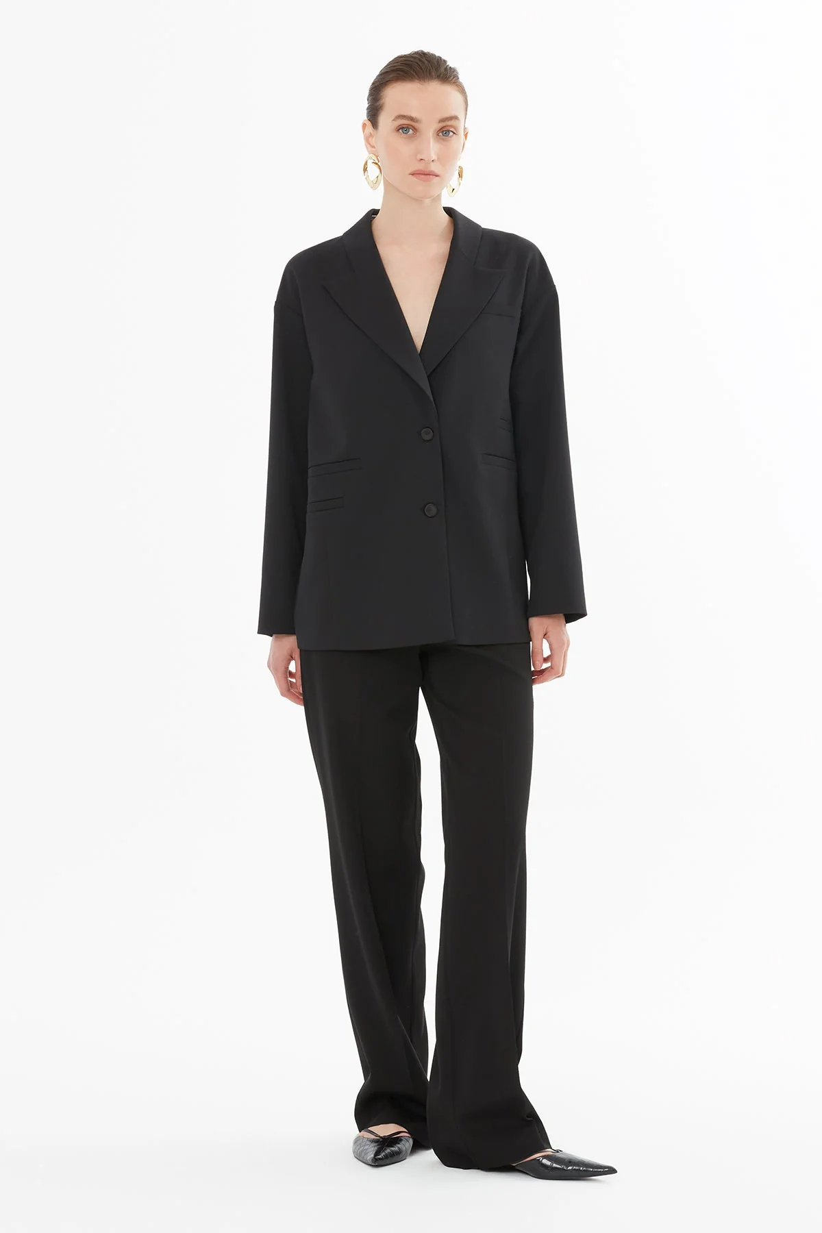 Black Jacket with Fillet Pocket Detail