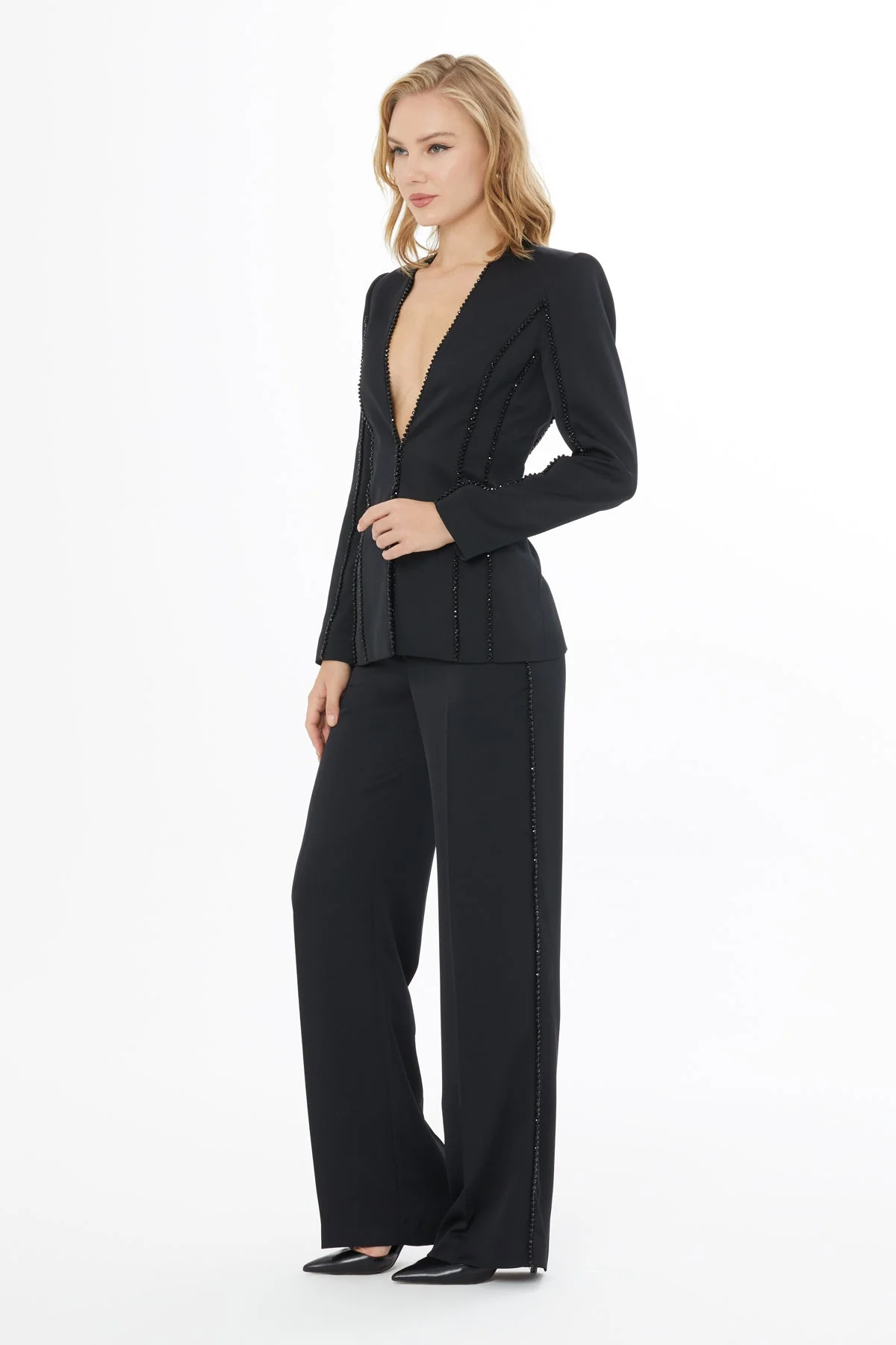 Black Jacket with Stripe Detail - Image 4