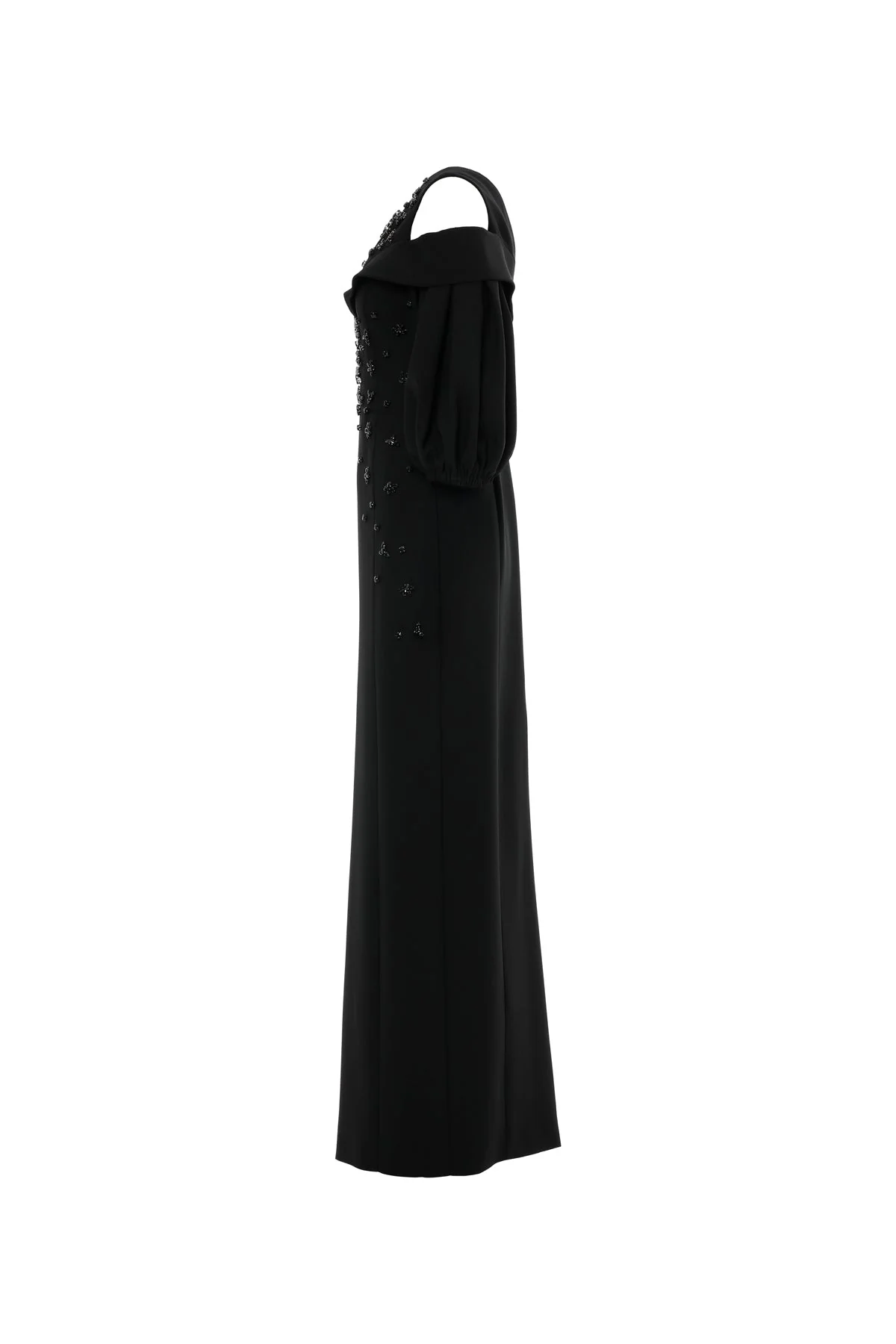Black Long Dress with Balloon Sleeves - Image 2