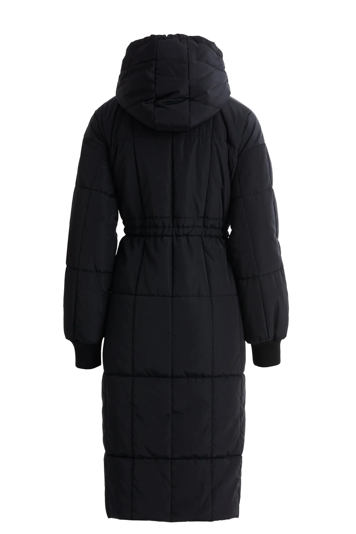 Black Long Quilted Pocket Coat - Image 3