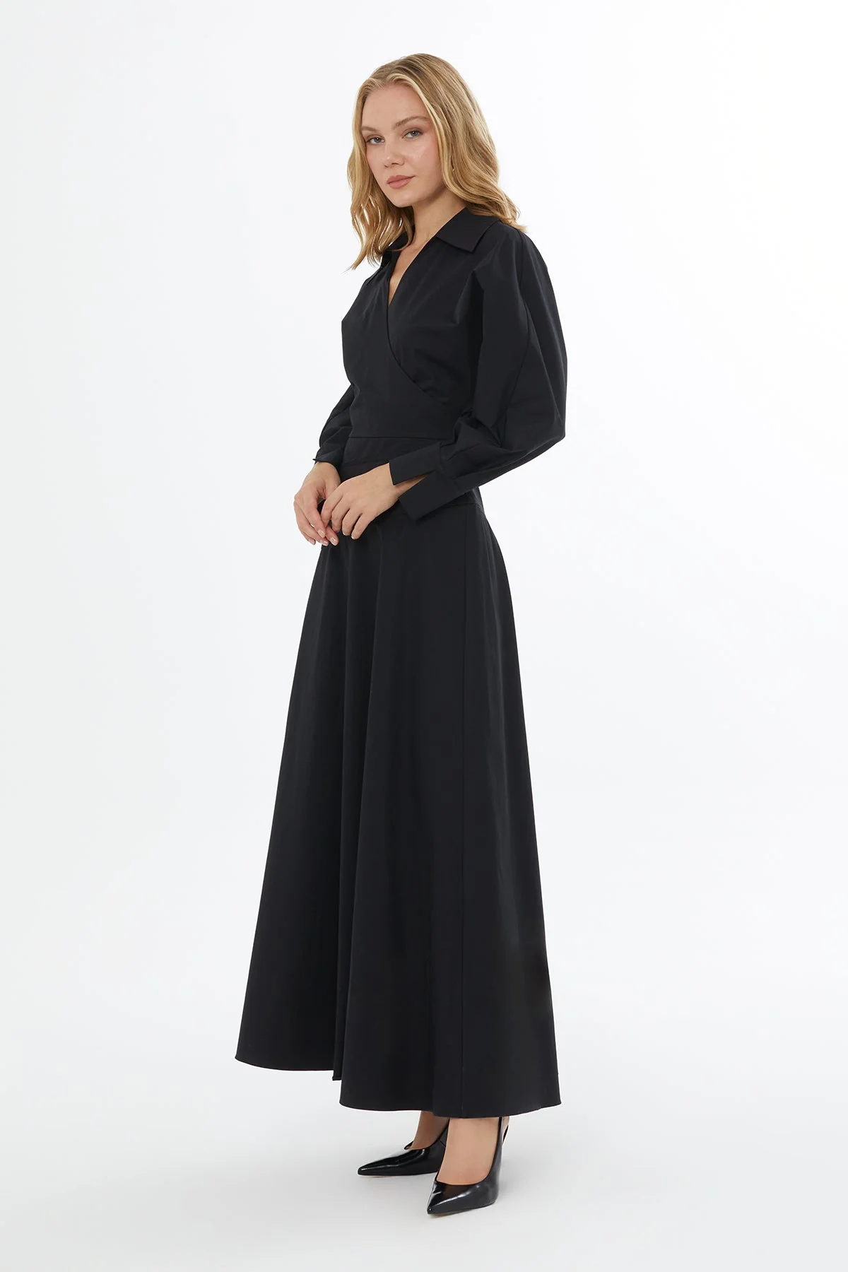Black Maxi Dress with Hidden Zipper - Image 3