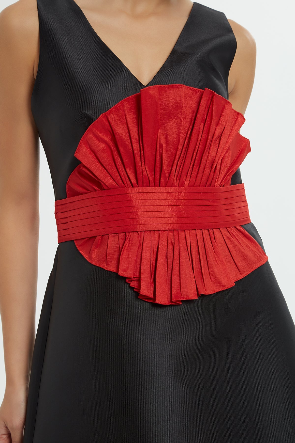 Black Mini Dress with Red Belt - Image 5