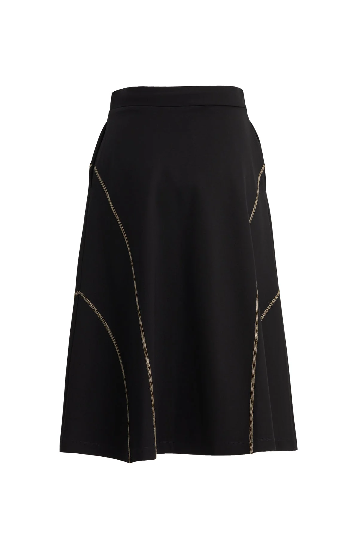 Black Modern A-Line Midi Skirt - Image 3