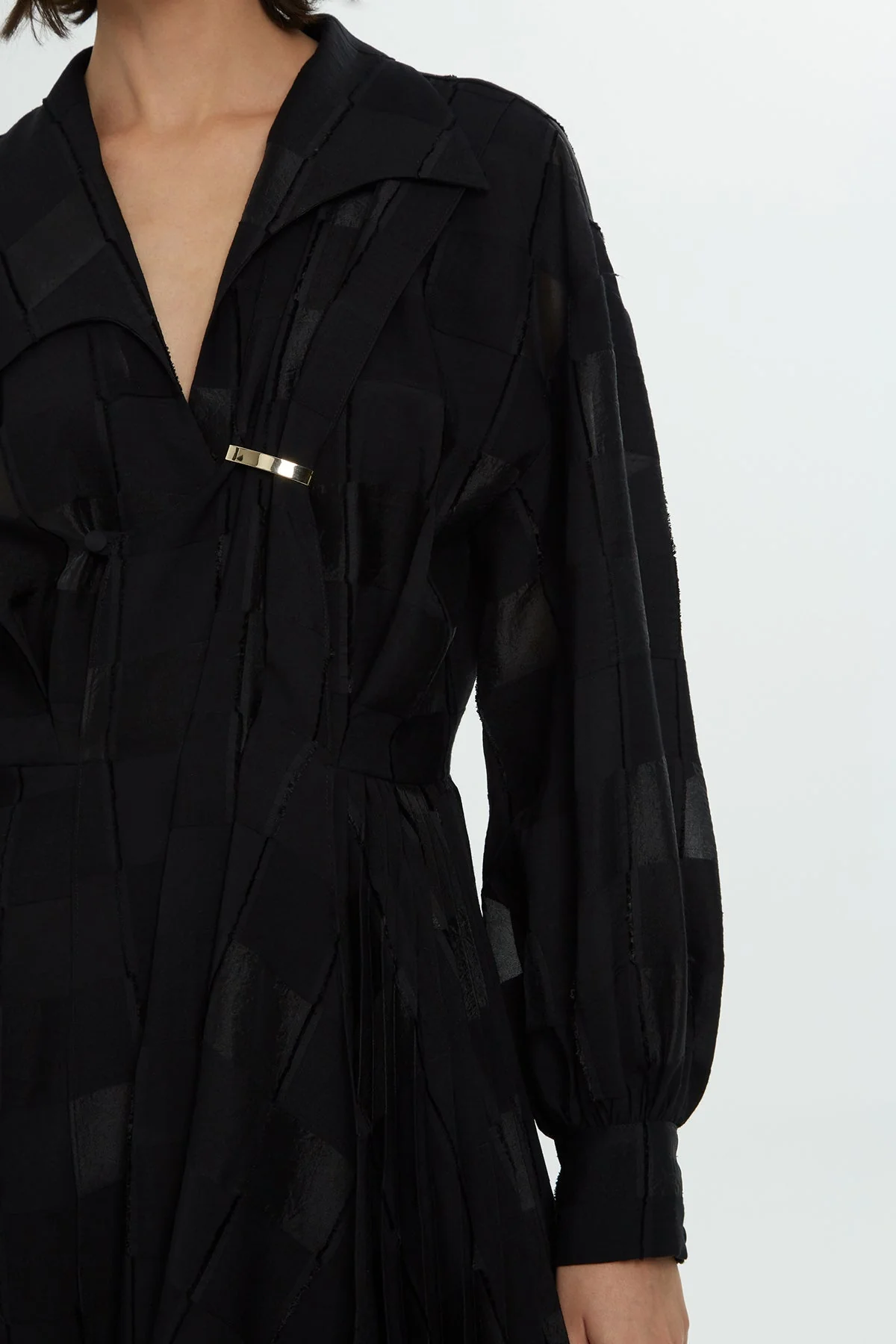 Black Patterned Midi Dress - Image 4