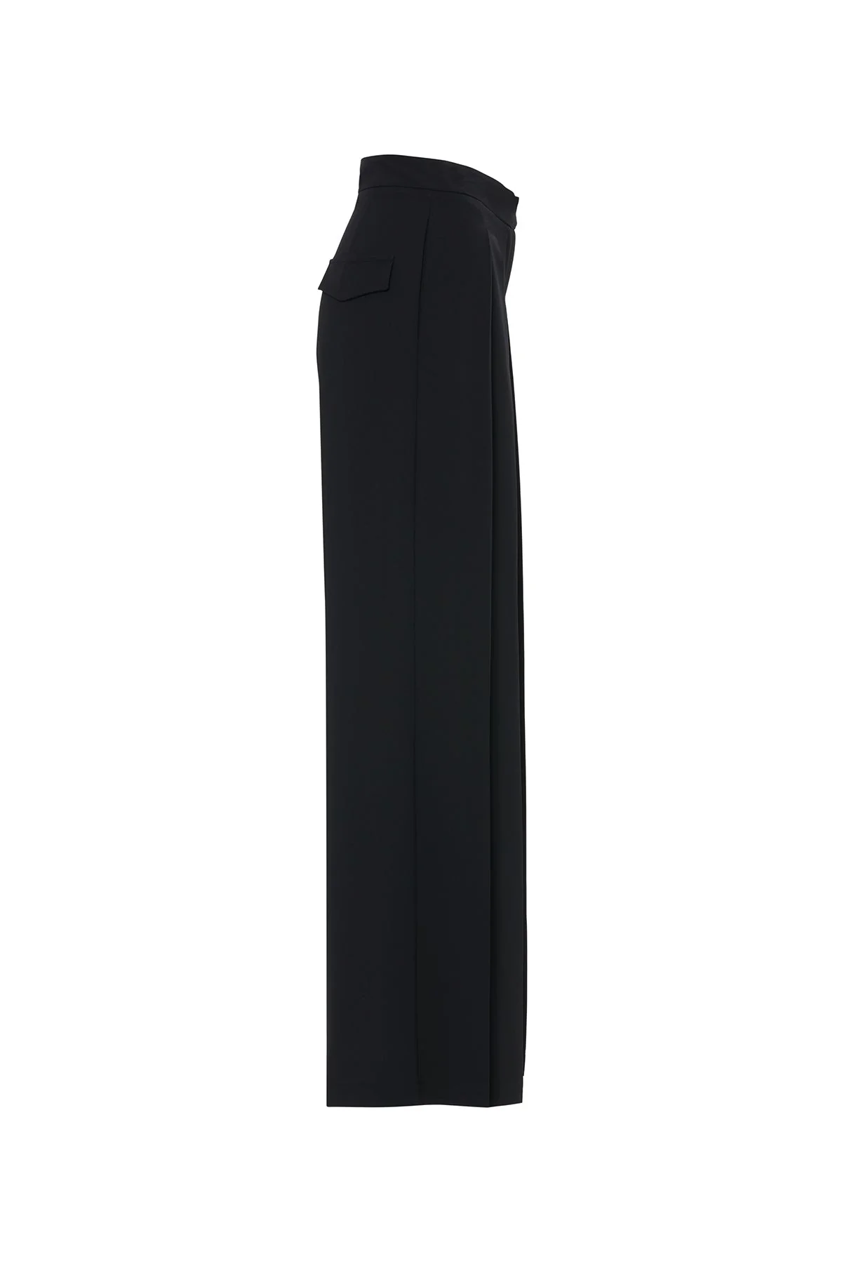 Black Pleated-Detail Pants with Pockets - Image 2