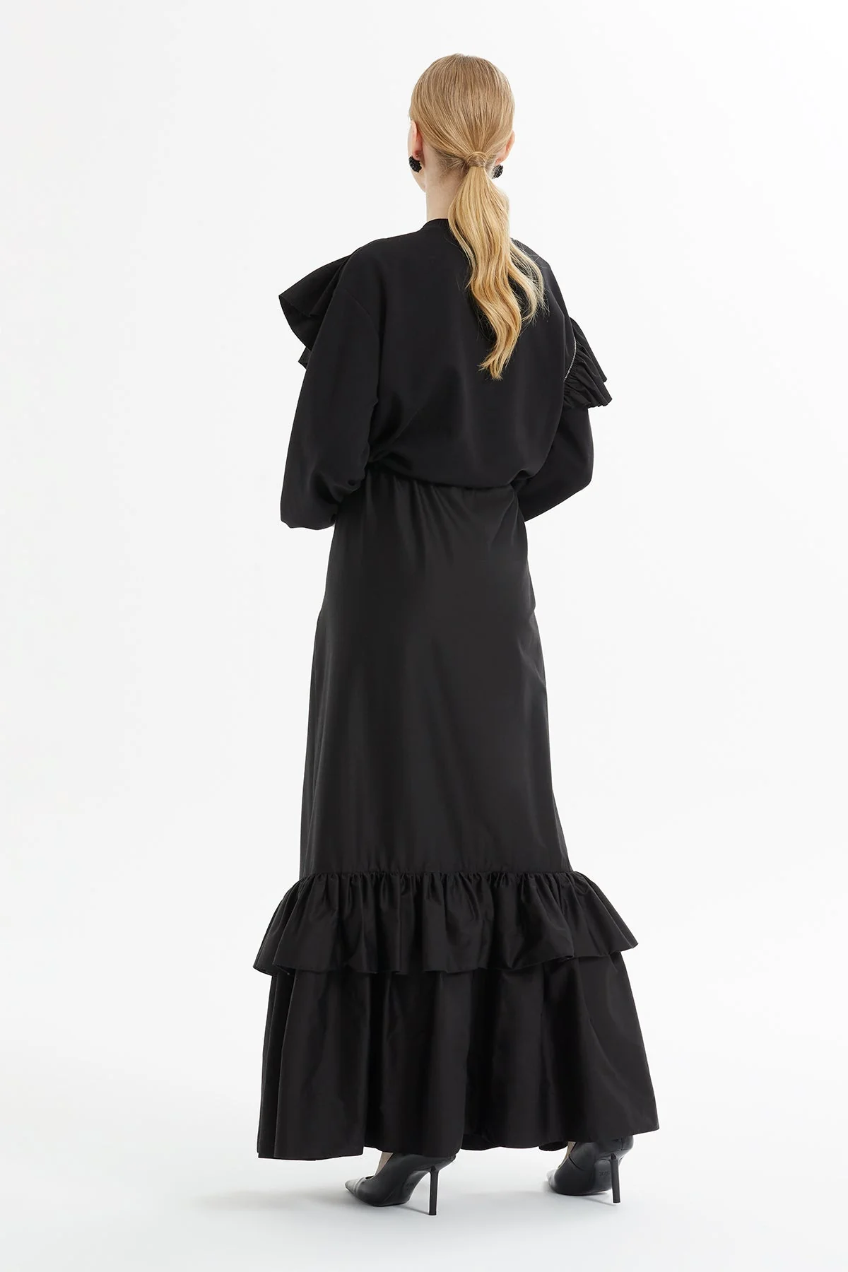 Black Ruffled Long Dress - Image 5