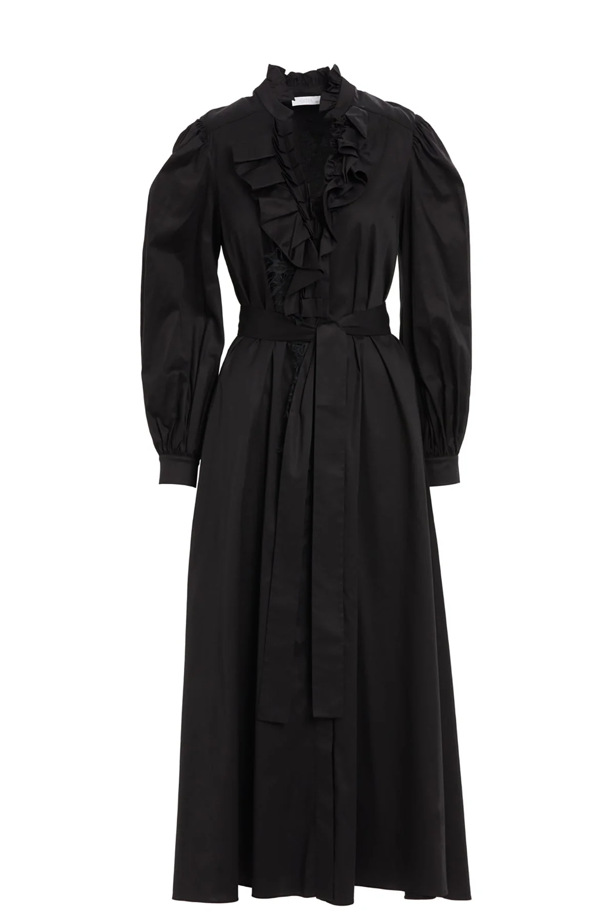 Black Ruffled Midi Dress